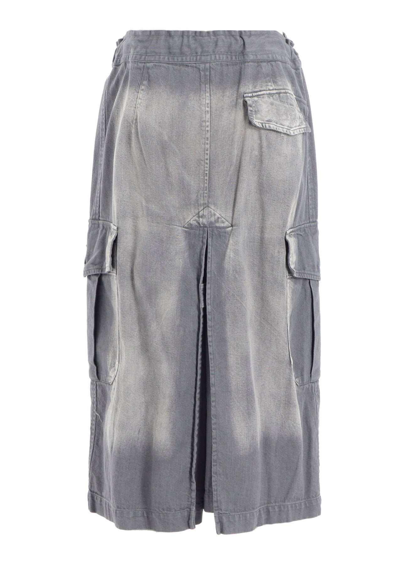 SPOTTED DENIM SIDE POCKET STRAIGHT SKIRT