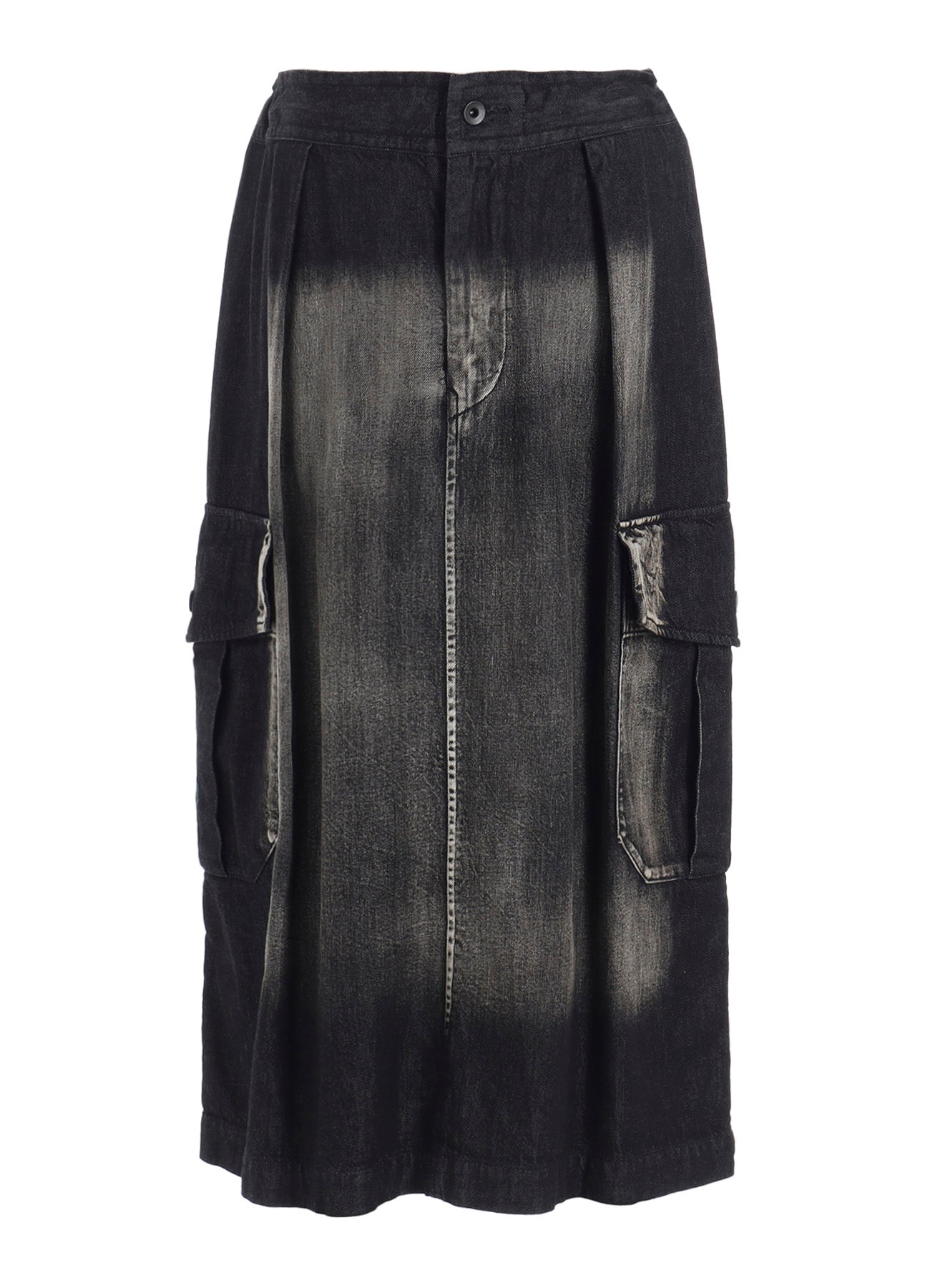 SPOTTED DENIM SIDE POCKET STRAIGHT SKIRT