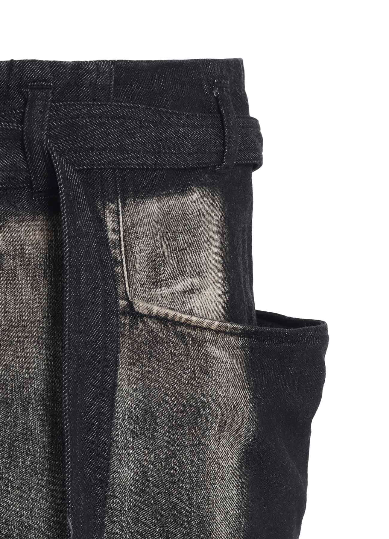 SPOTTED DENIM RIGHT SIDE FLARE SKIRT