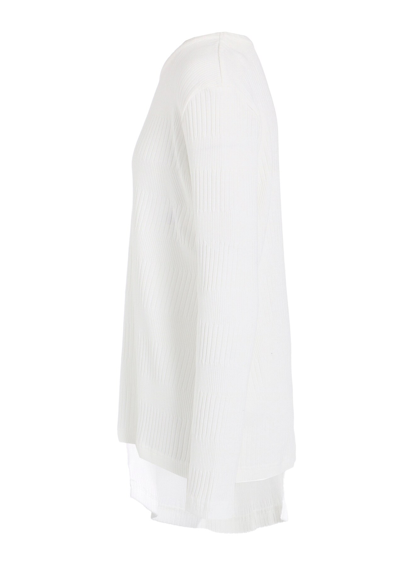 RANDOM RIB STRIPE ROUND NECK ASYMMETERIC T