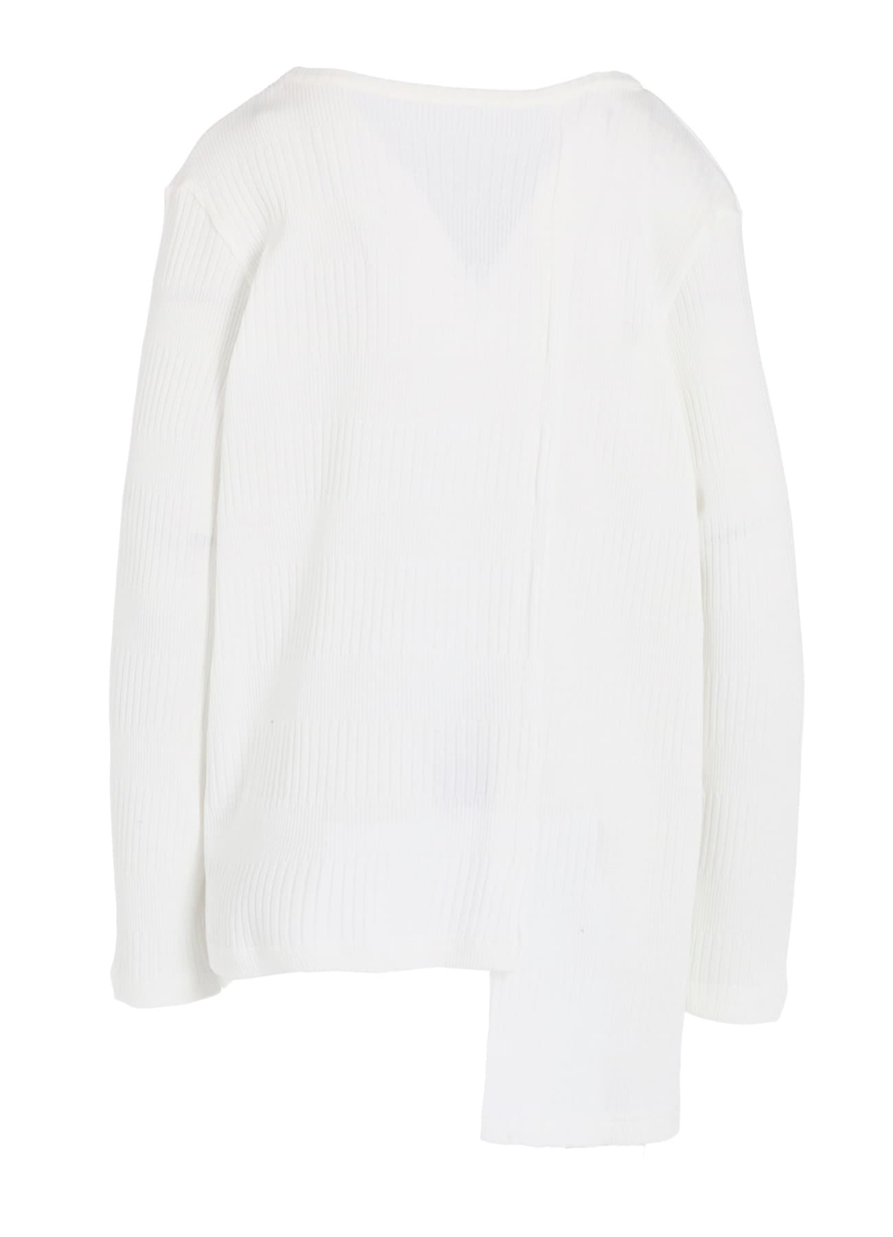 RANDOM RIB STRIPE ROUND NECK ASYMMETERIC T