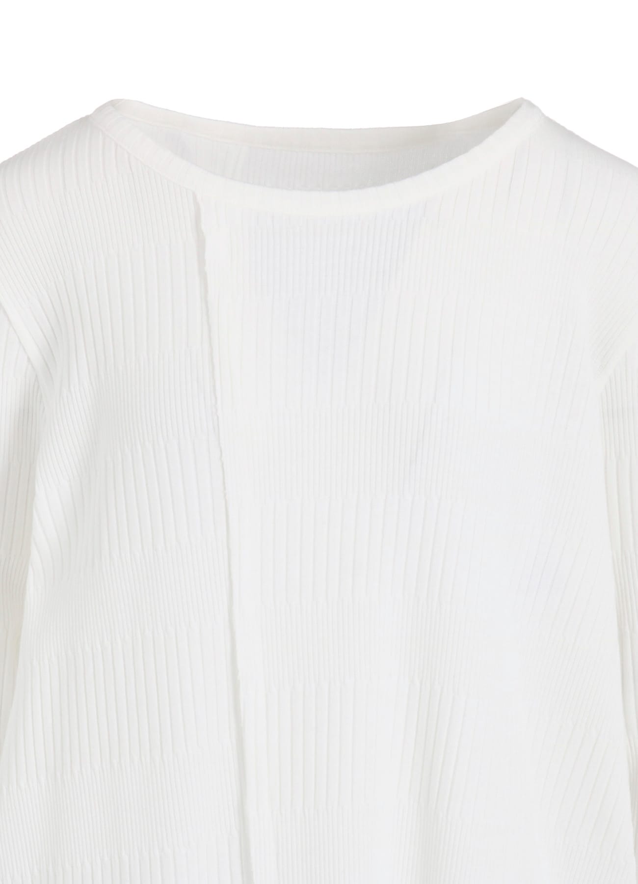 RANDOM RIB STRIPE ROUND NECK ASYMMETERIC T