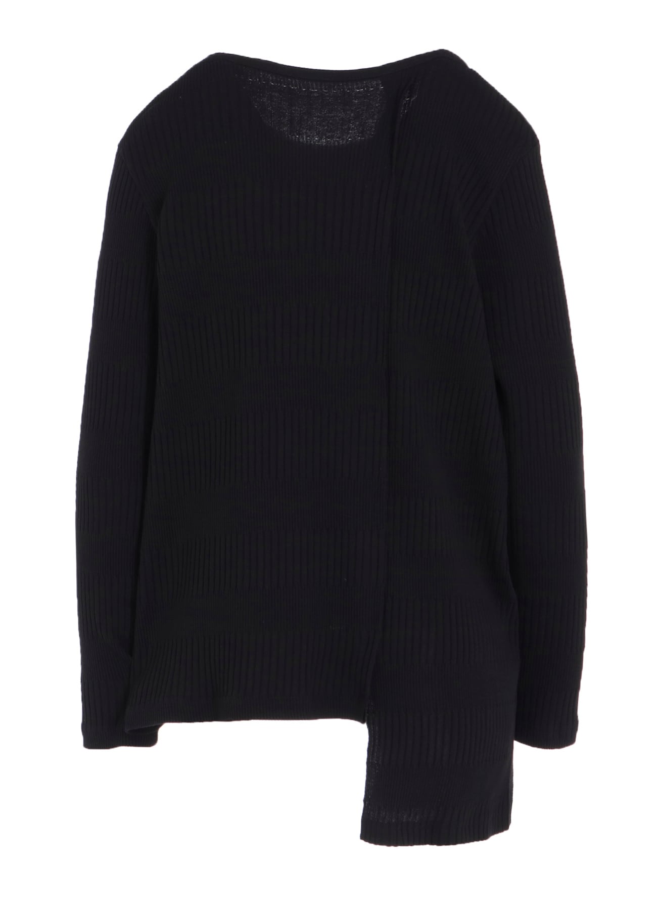 RANDOM RIB STRIPE ROUND NECK ASYMMETERIC T