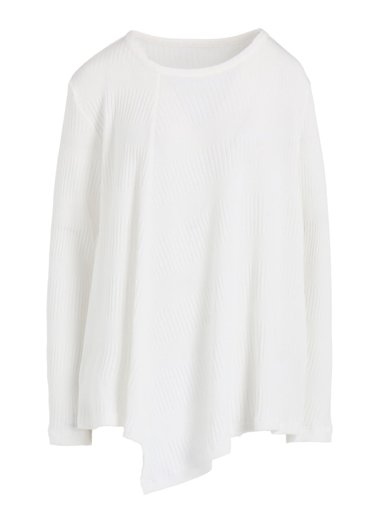 RANDOM RIB STRIPE ROUND NECK FLARE LONG SLEEVE T