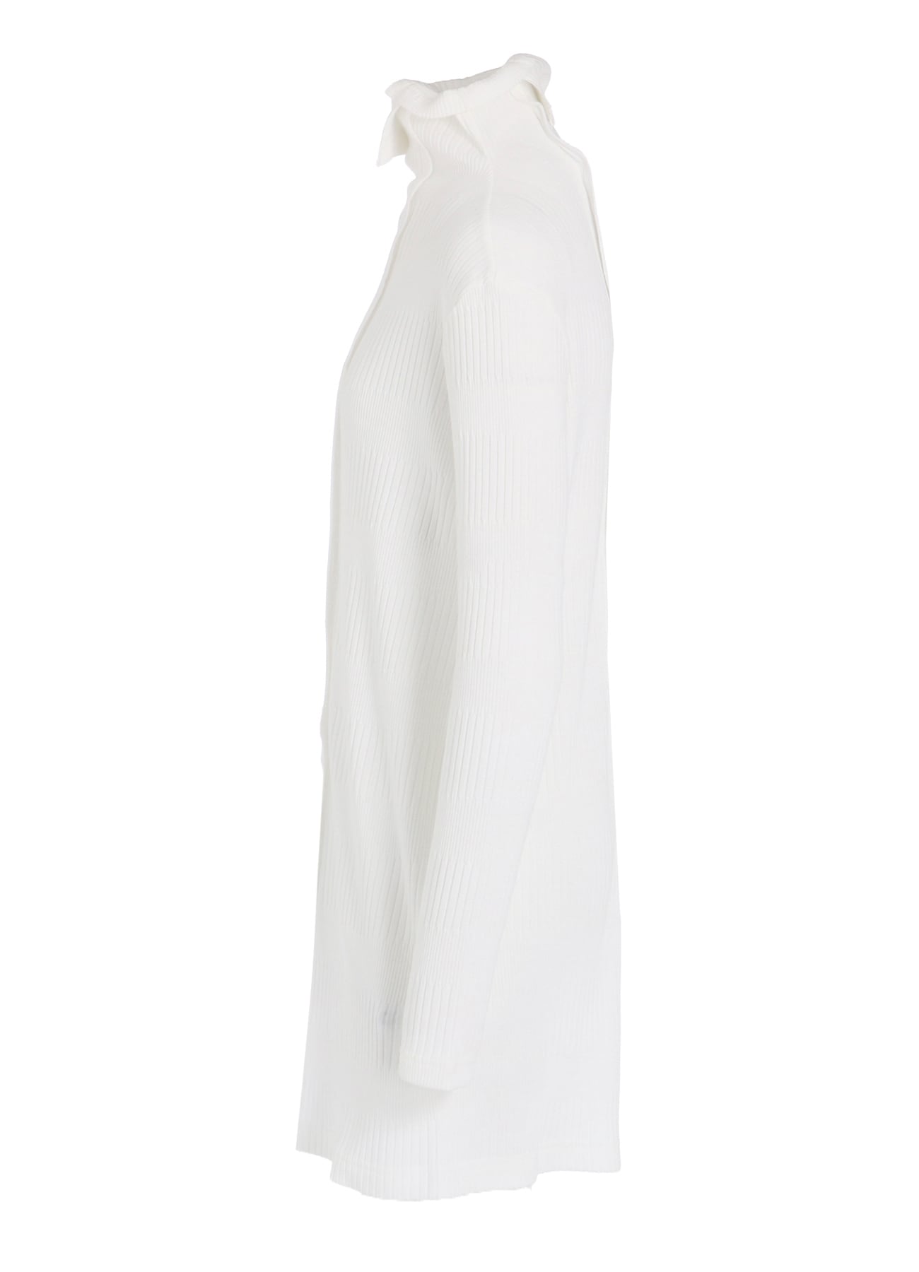 RANDOM RIB STRIPE HIGH NECK ASYMMETRIC T