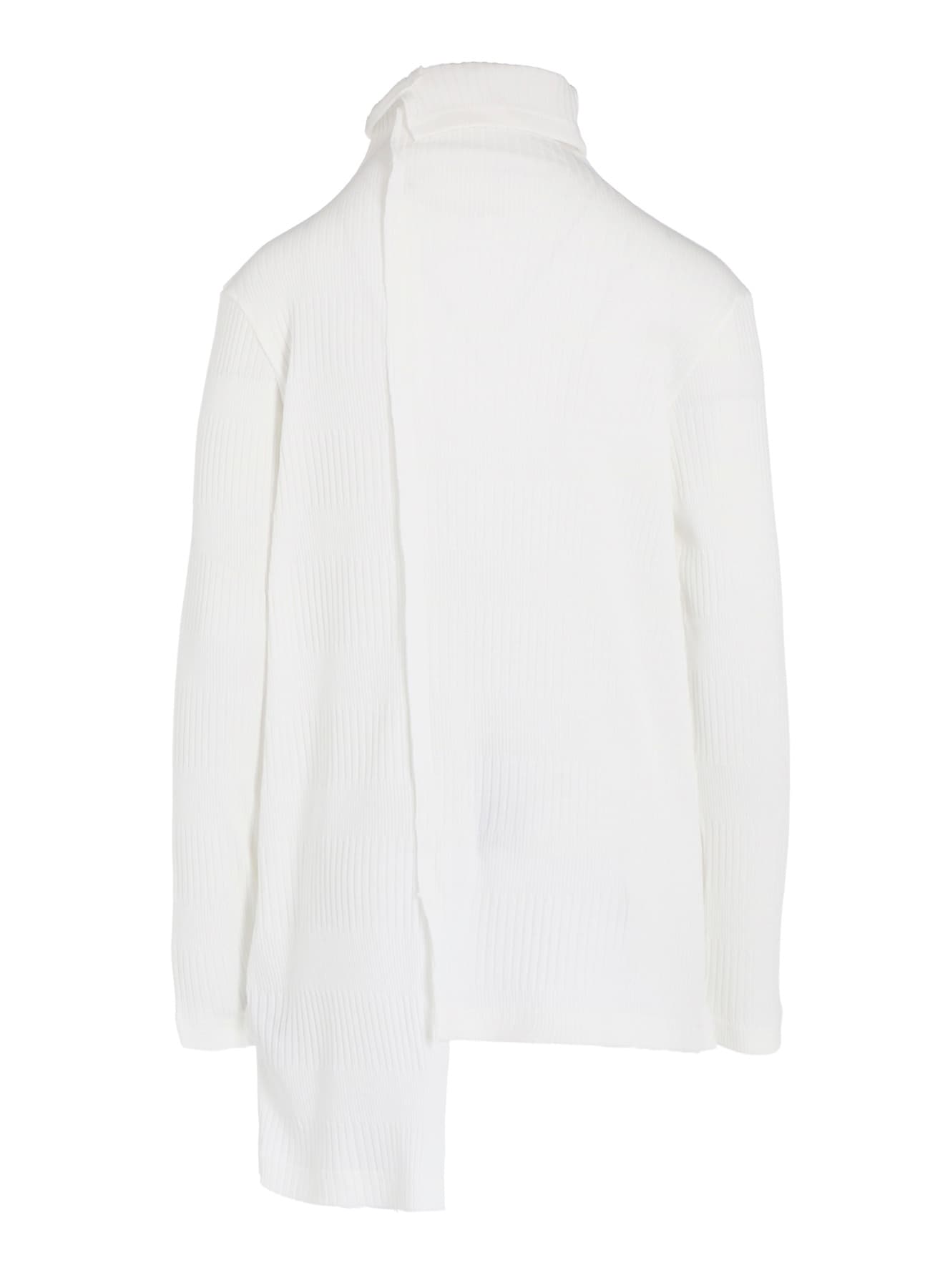 RANDOM RIB STRIPE HIGH NECK ASYMMETRIC T