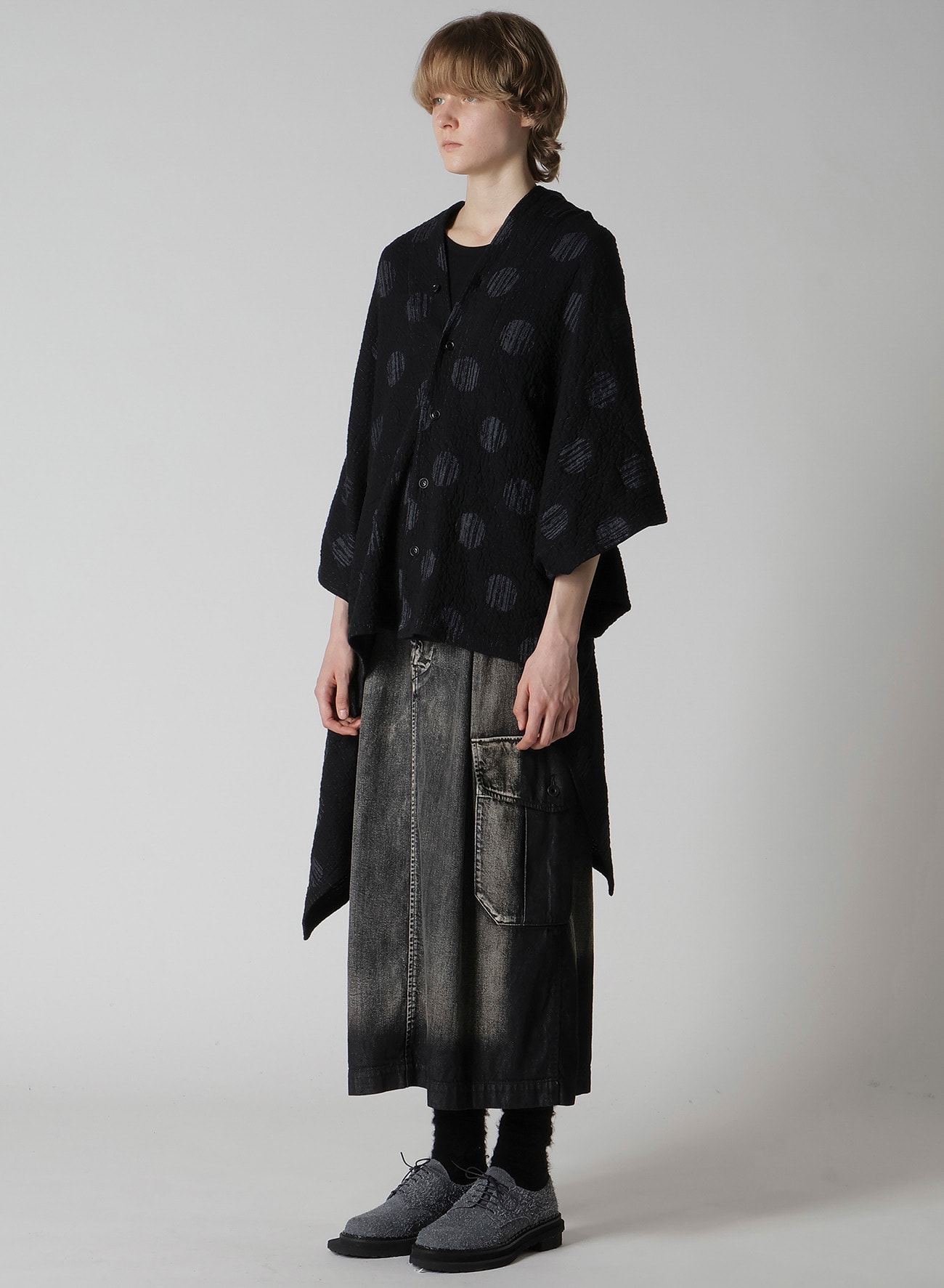 POLKA DOT JQ ASYMMETRIC CARDIGAN