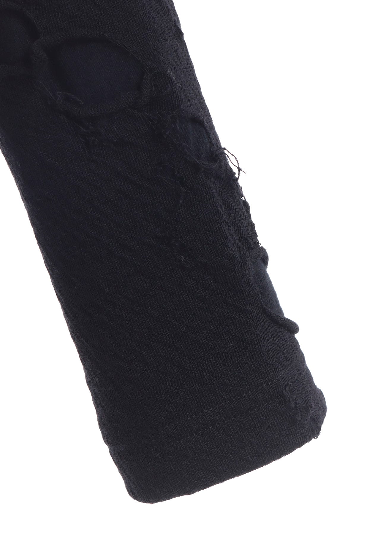 BONDED HOLE JQ ROUND NECK LONG T(S Black): Y's｜THE SHOP