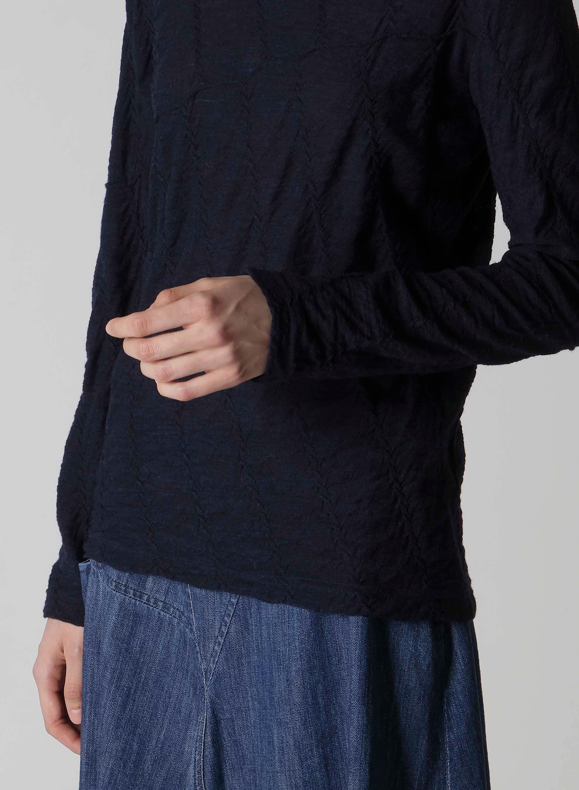 TUCKED DIAGONAL CABLE JQ HIGH NECK LONG T