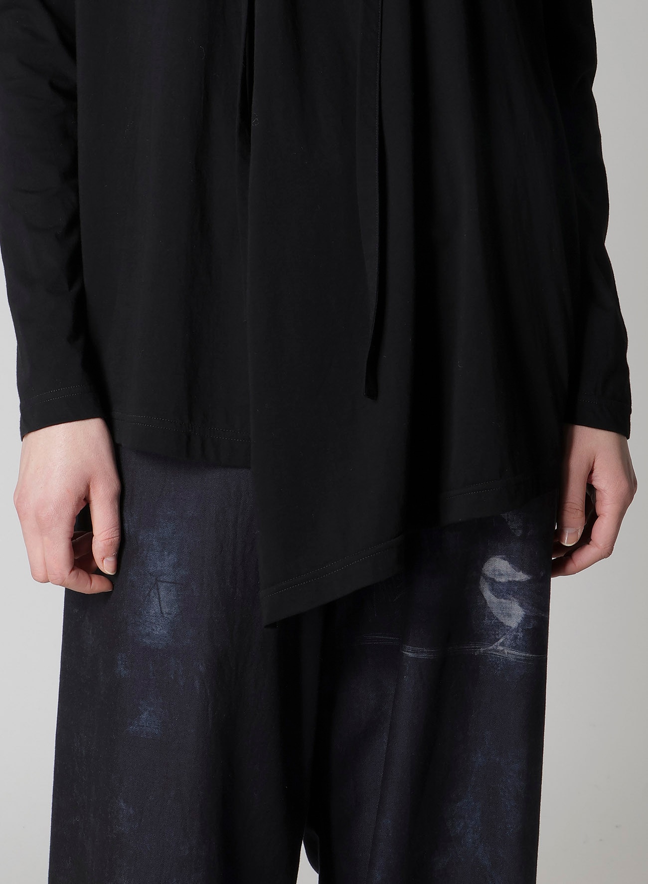 SOFT JERSEY STRING COLLAR LONG T