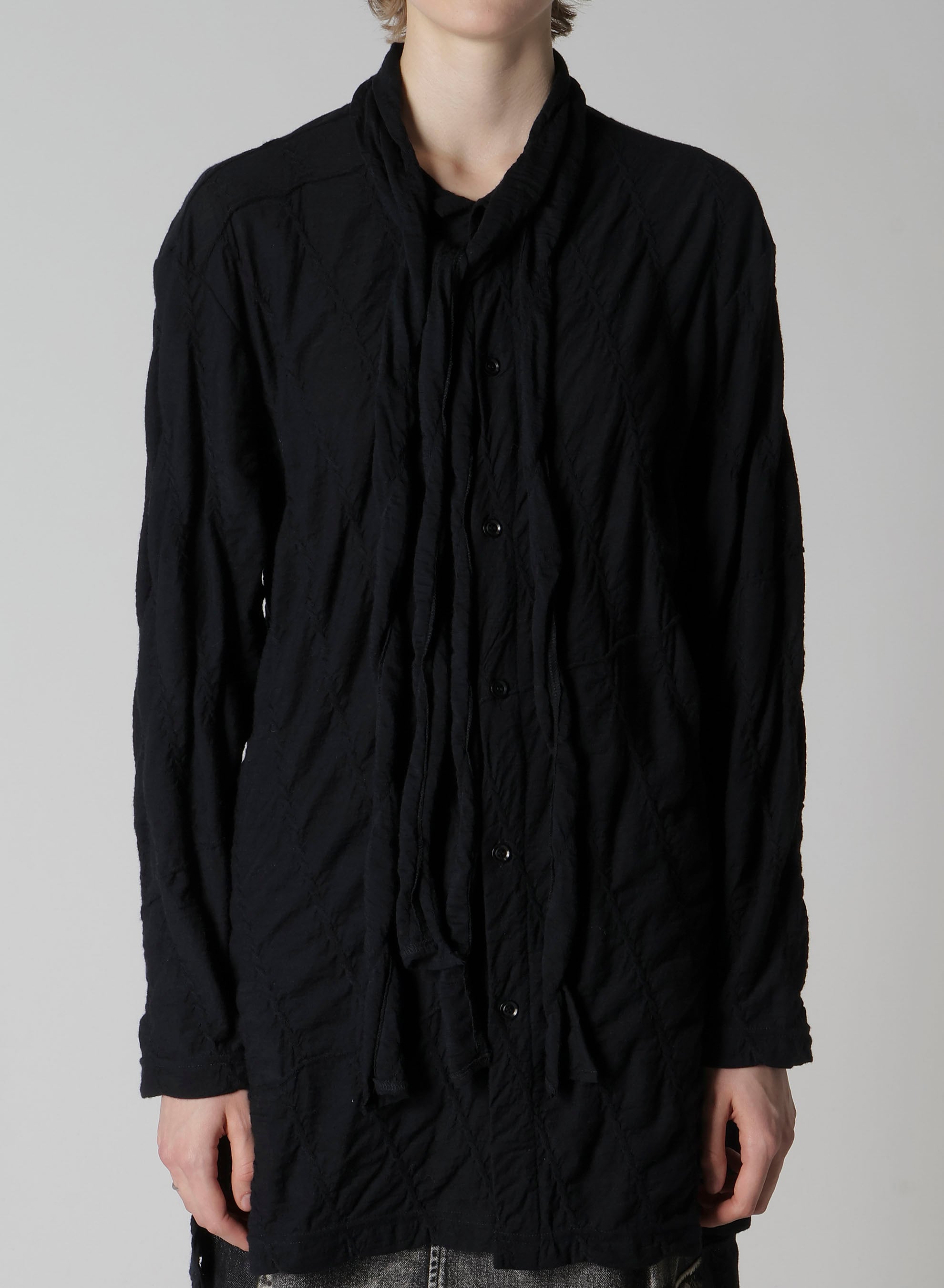DIAGONAL CABLE JQ BOW TIE BLOUSE T