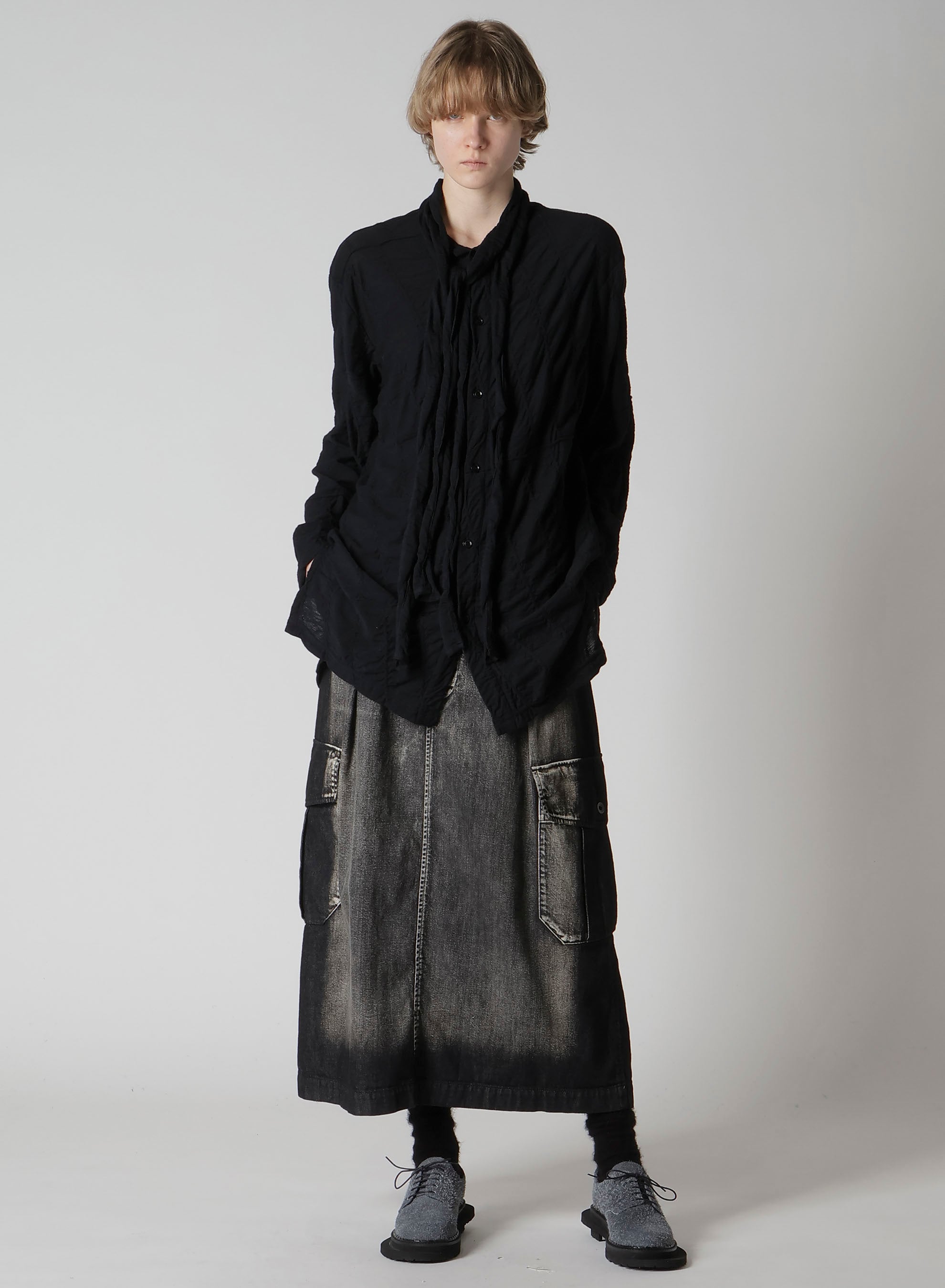 DIAGONAL CABLE JQ BOW TIE BLOUSE T
