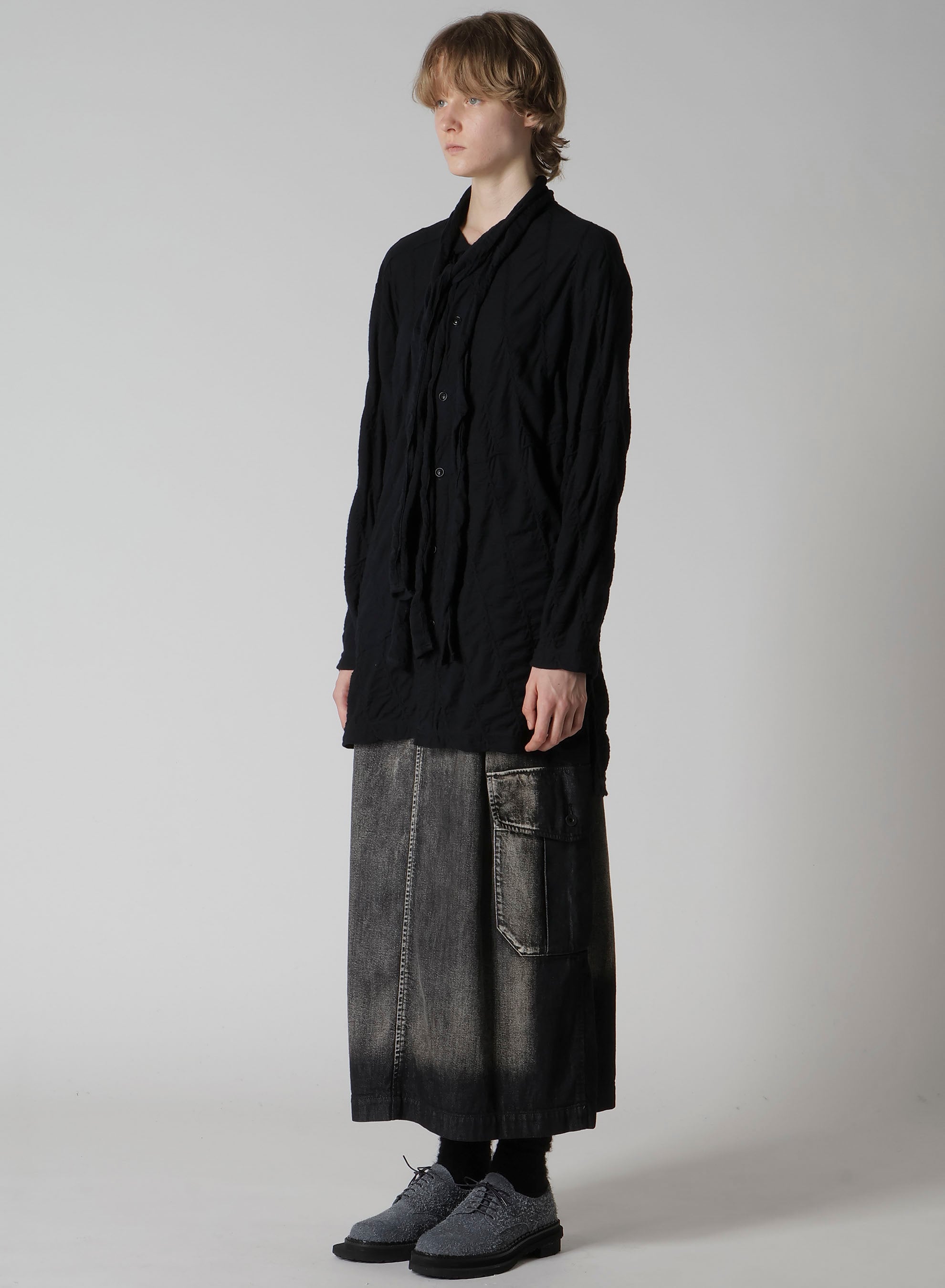DIAGONAL CABLE JQ BOW TIE BLOUSE T
