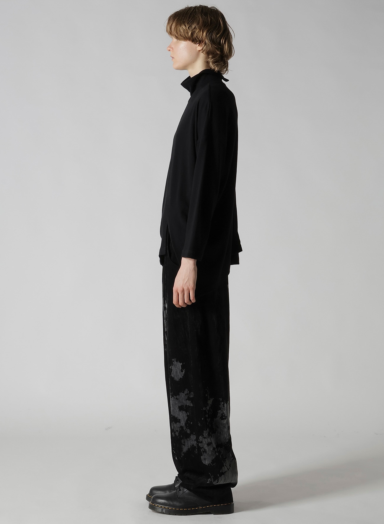 SOFT GAUZE JERSEY ASYMMETRIC HI-NECK PULLOVER