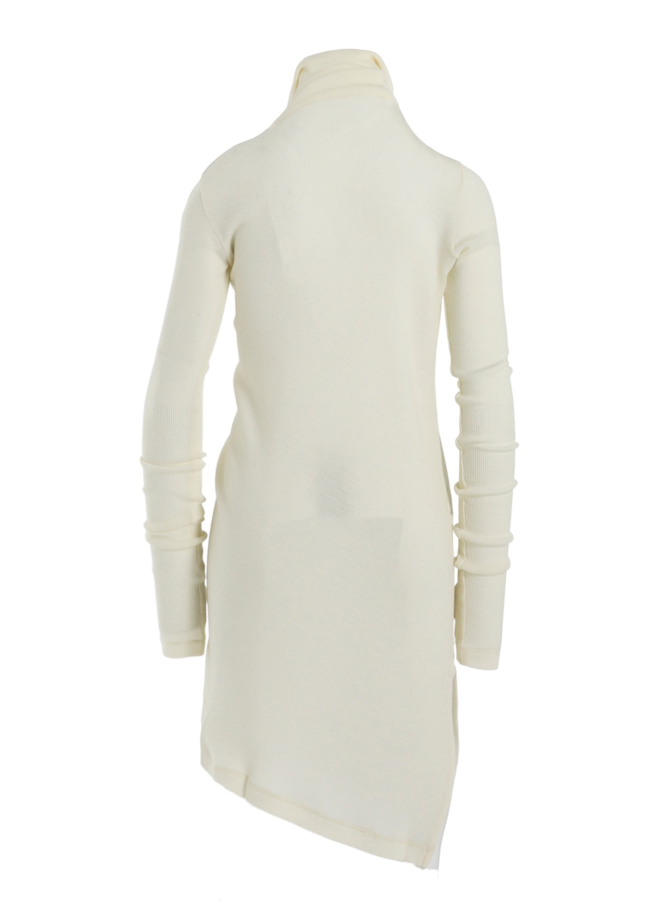 RIB/DENIM COMBINATION LONG T WITH GATHERS