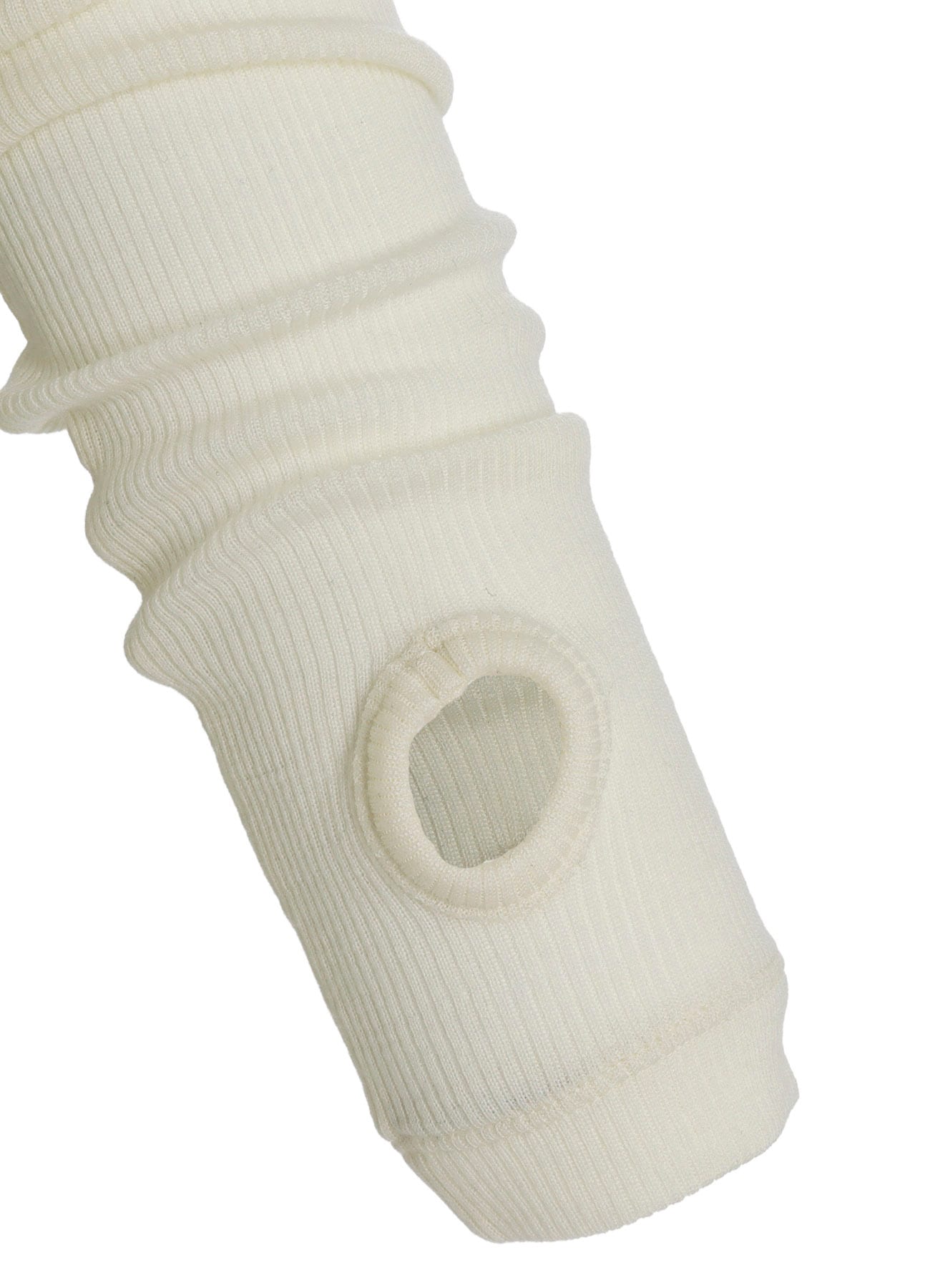 RIB/DENIM COMBINATION LONG T WITH GATHERS