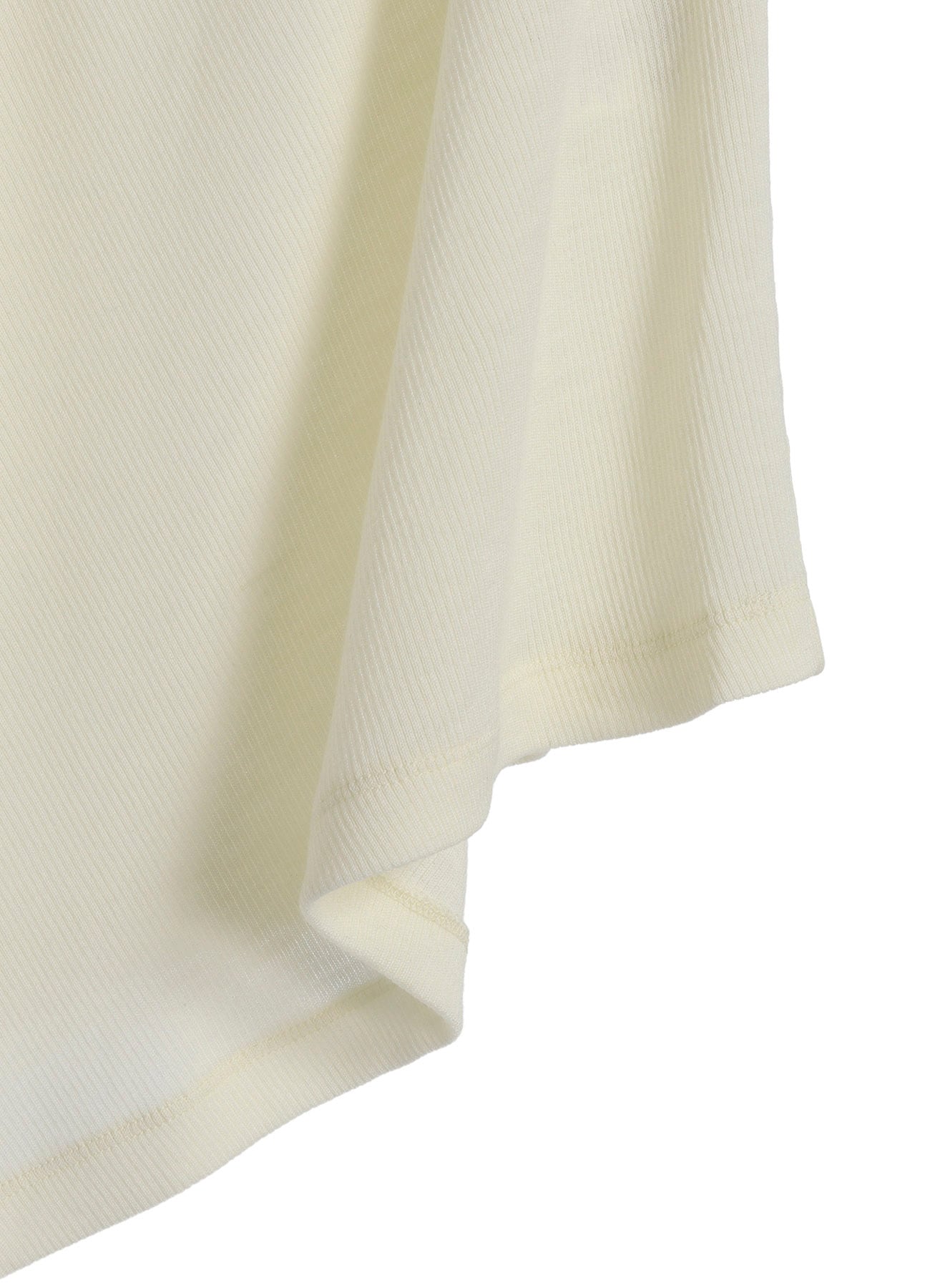 RIB/DENIM COMBINATION LONG T WITH GATHERS