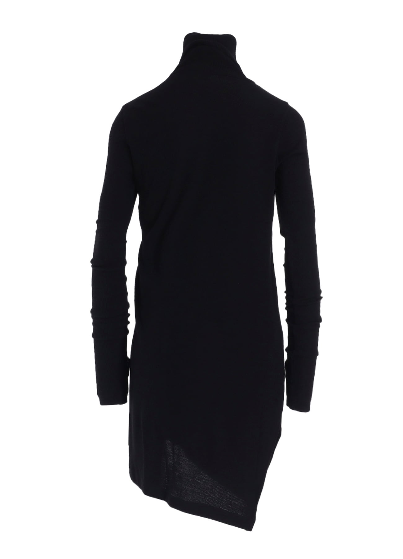 RIB/DENIM COMBINATION LONG T WITH GATHERS