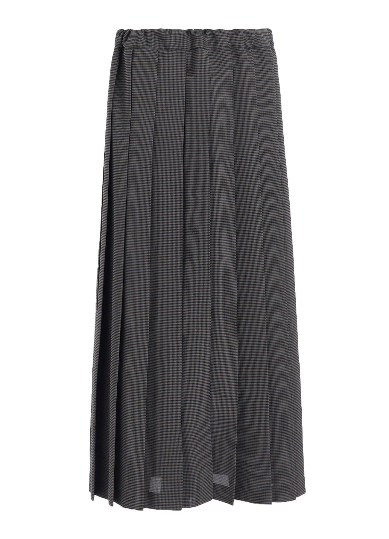 LENO CLOTH HOUNDSTOOTH PLETED SKIRT(S Brown): Y's｜THE SHOP