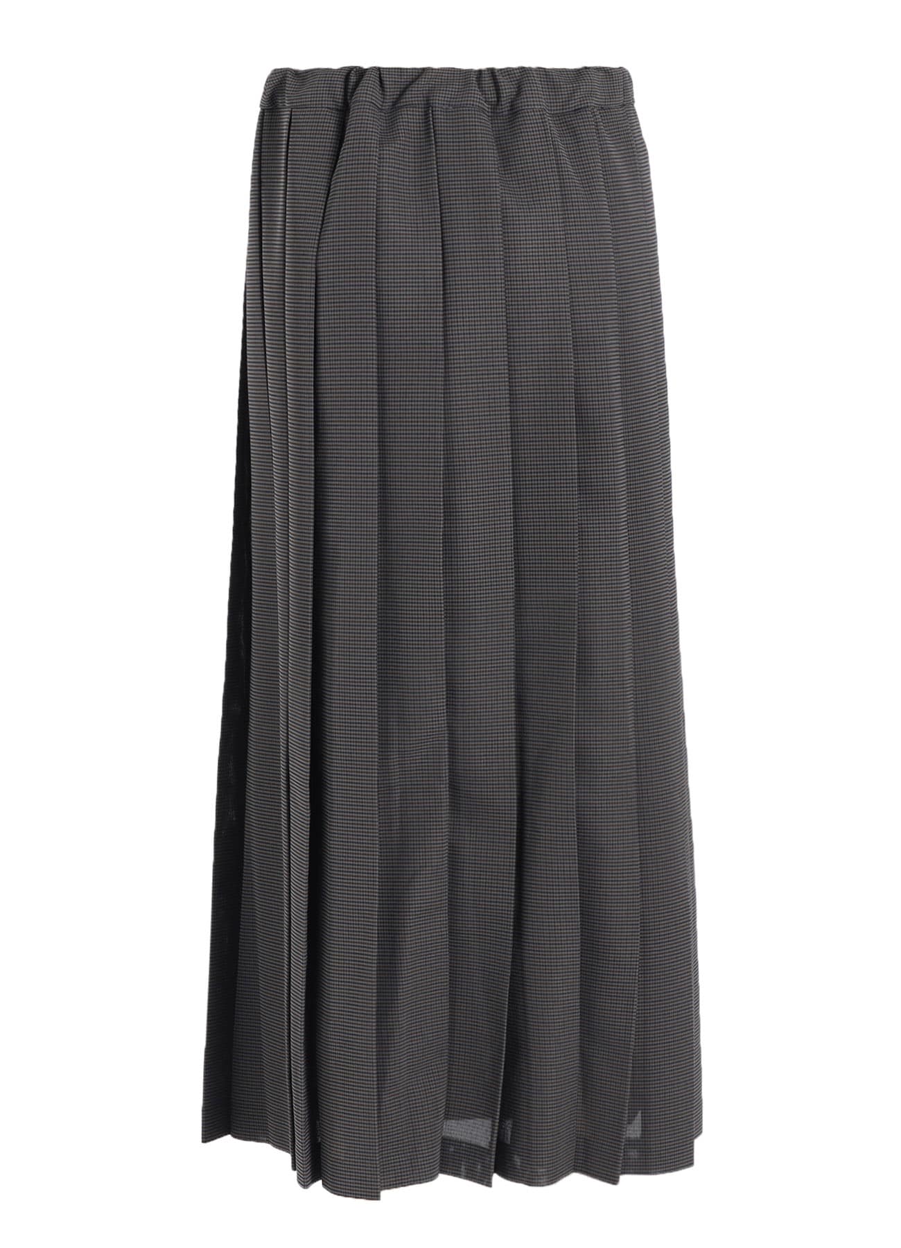 LENO CLOTH HOUNDSTOOTH PLETED SKIRT(S Brown): Y's｜THE SHOP