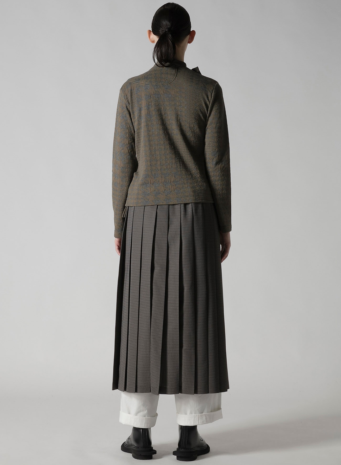 HOUNDSTOOTH UNBALANCED RIBBON CARDIGAN