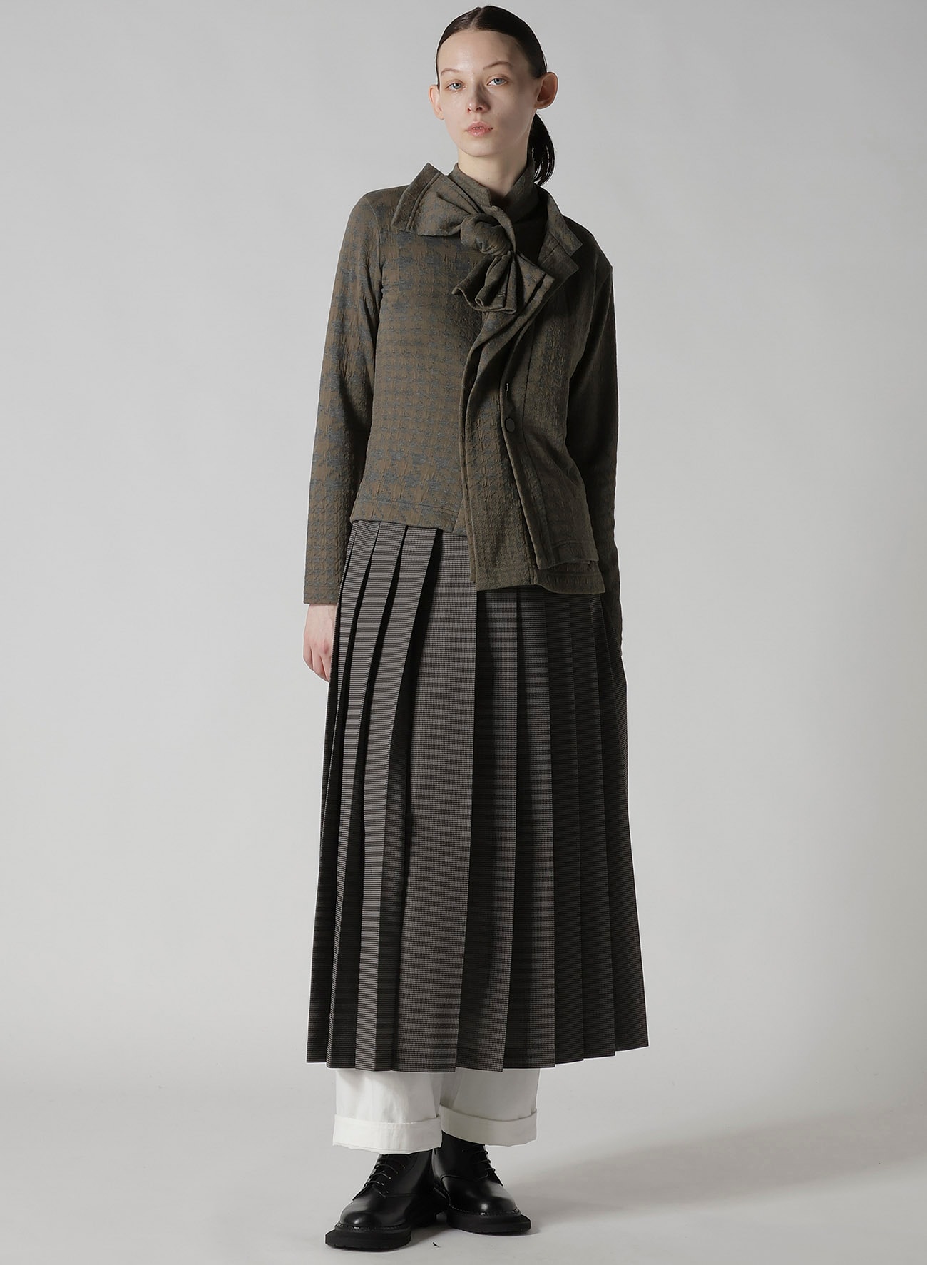 HOUNDSTOOTH UNBALANCED RIBBON CARDIGAN