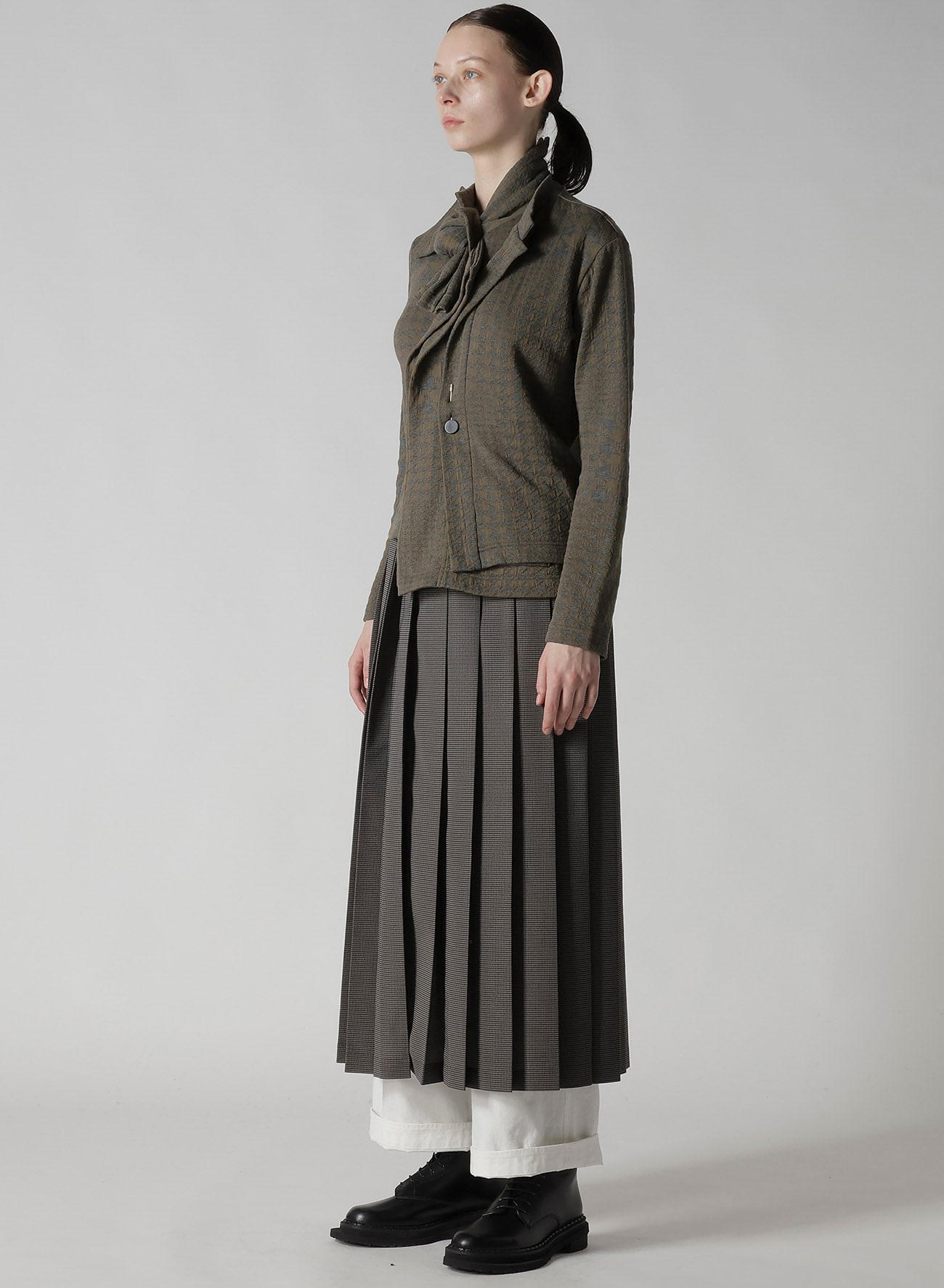 HOUNDSTOOTH UNBALANCED RIBBON CARDIGAN