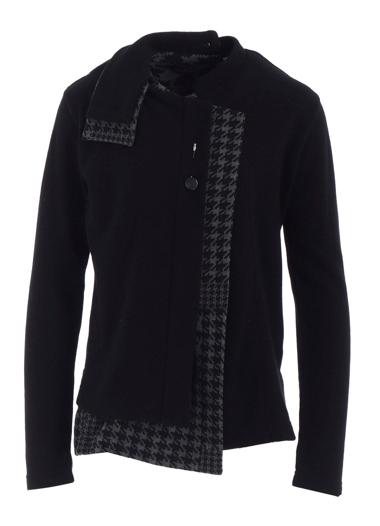 W/NY JERSEY UNBALANCED COLLAR CARDIGAN