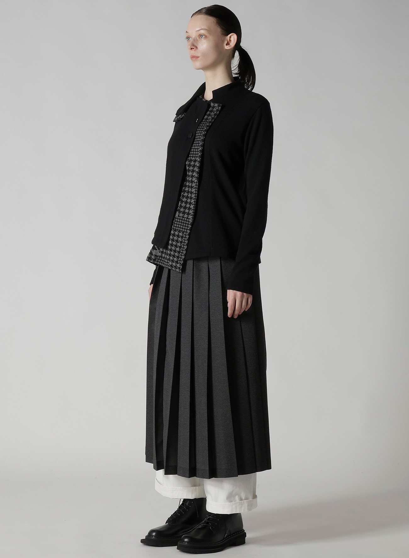 W/NY JERSEY UNBALANCED COLLAR CARDIGAN