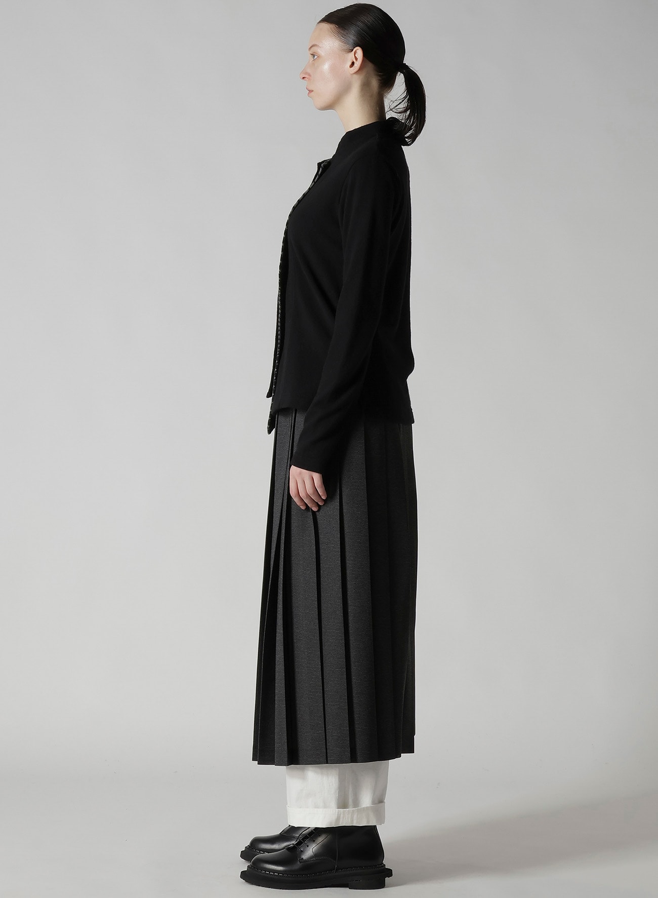 W/NY JERSEY UNBALANCED COLLAR CARDIGAN