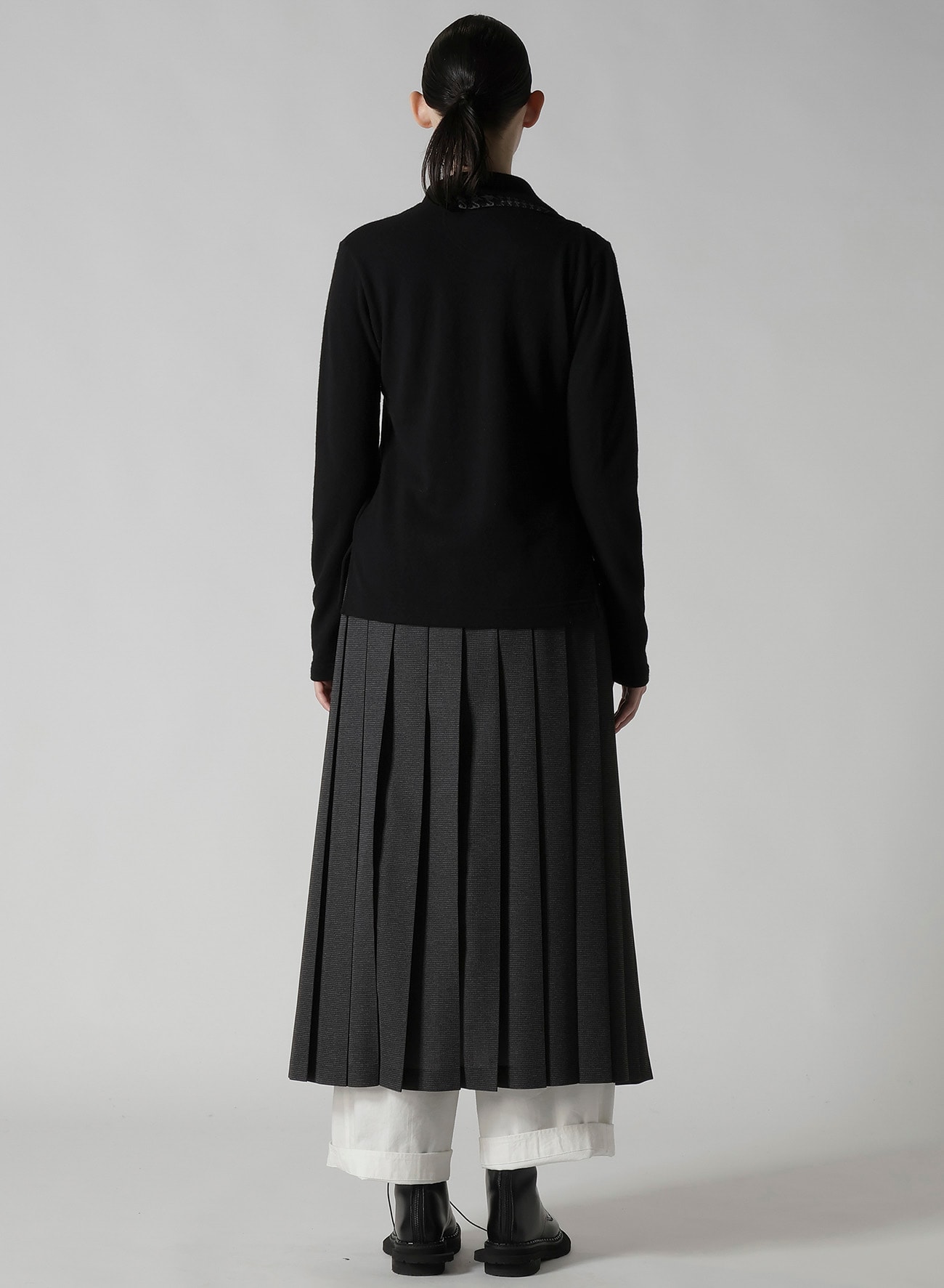 W/NY JERSEY UNBALANCED COLLAR CARDIGAN