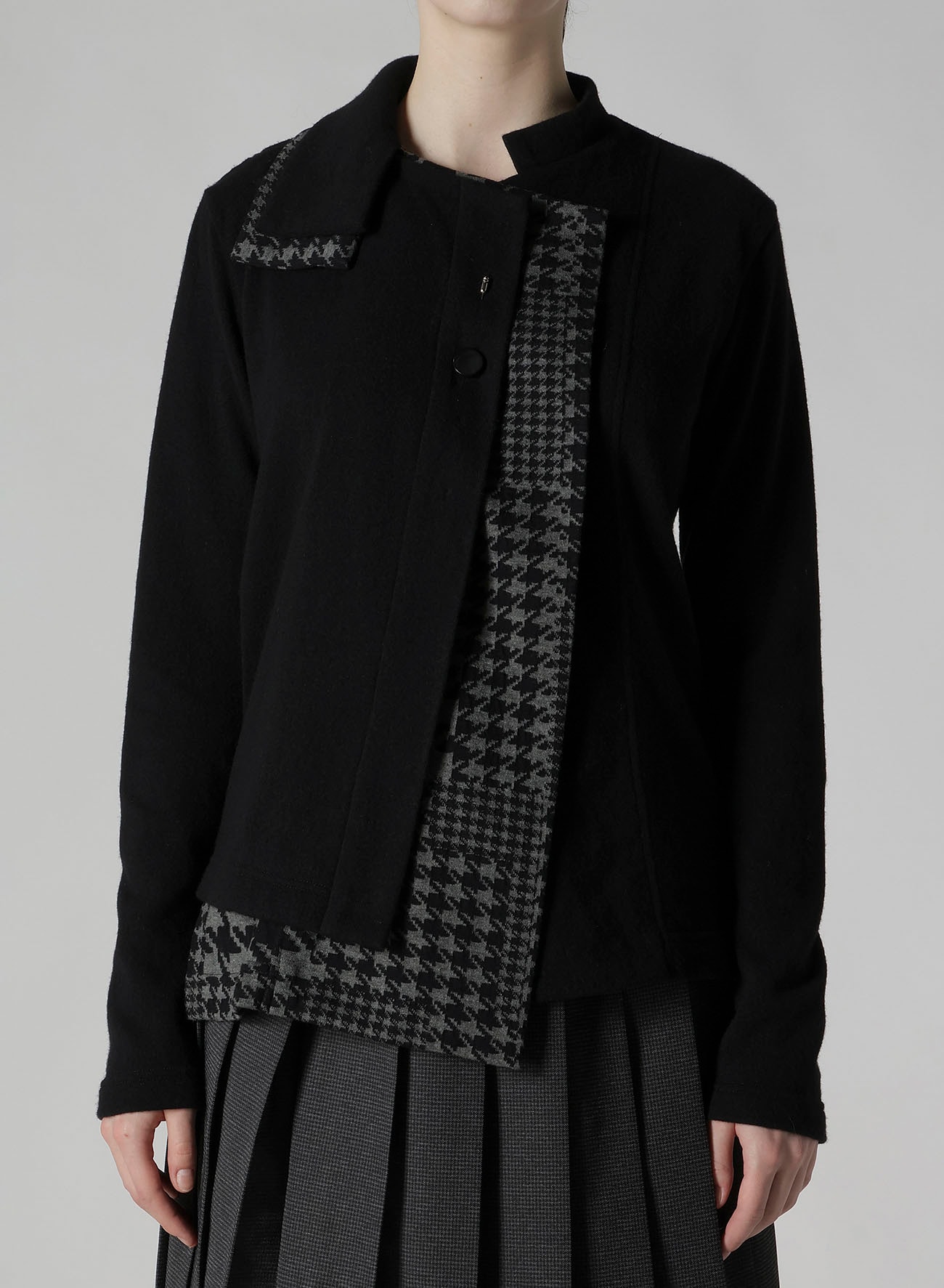W/NY JERSEY UNBALANCED COLLAR CARDIGAN