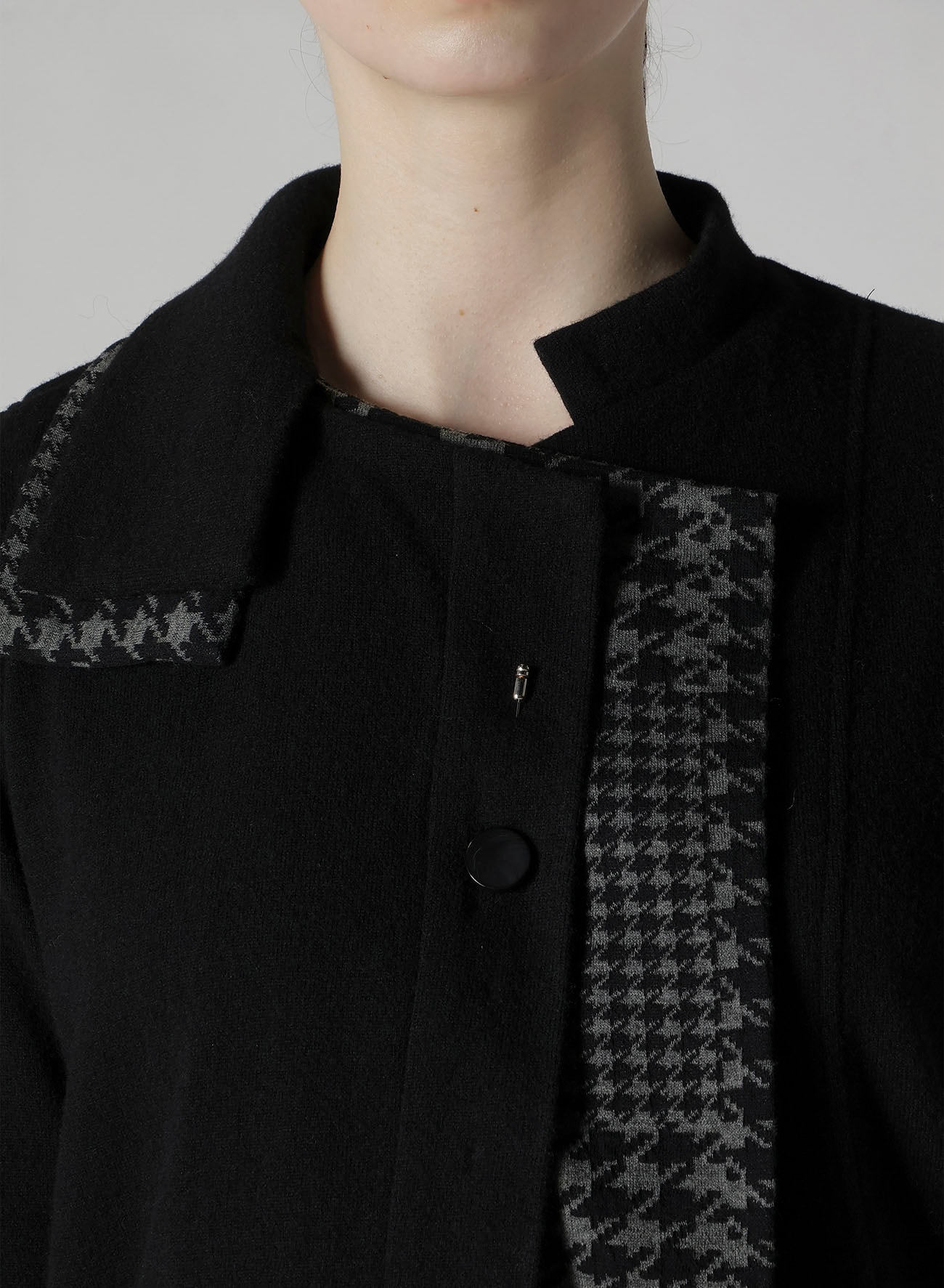W/NY JERSEY UNBALANCED COLLAR CARDIGAN