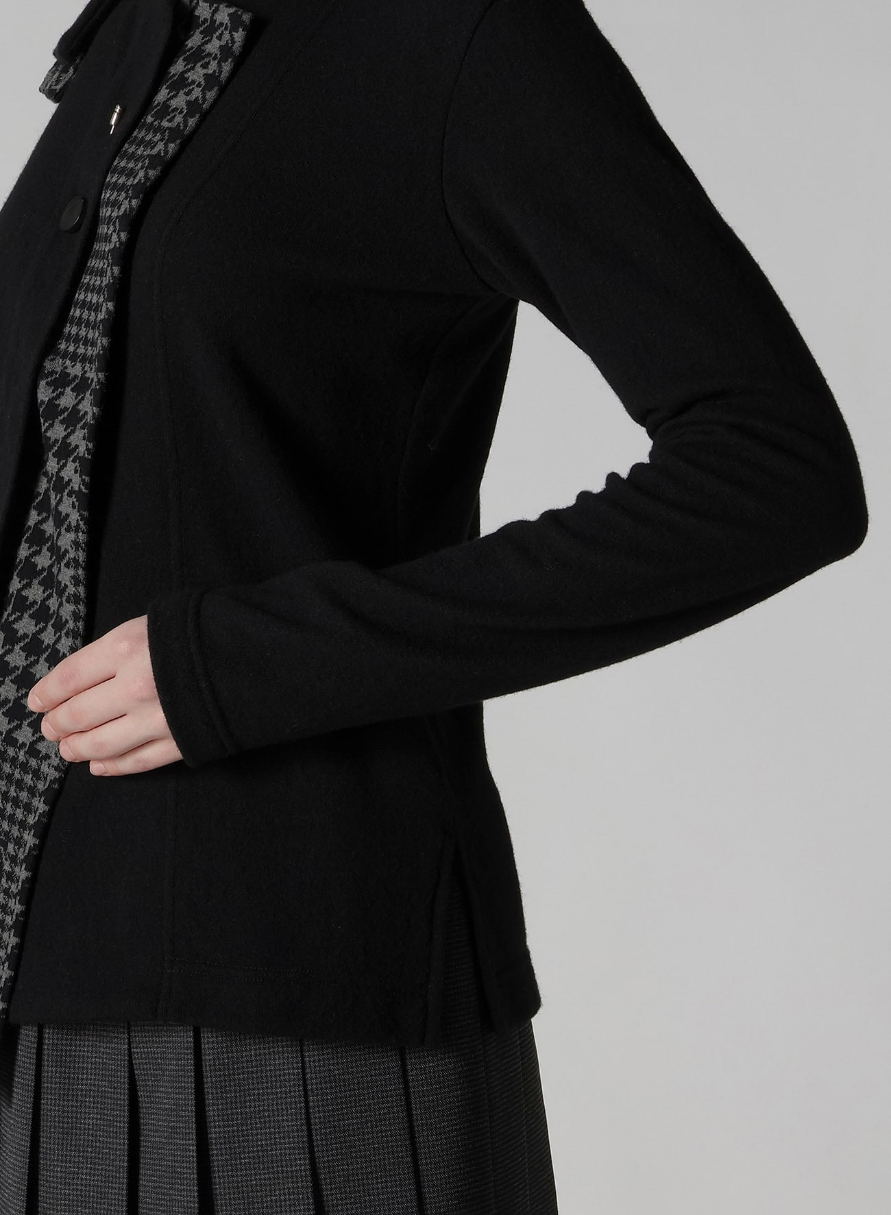 W/NY JERSEY UNBALANCED COLLAR CARDIGAN