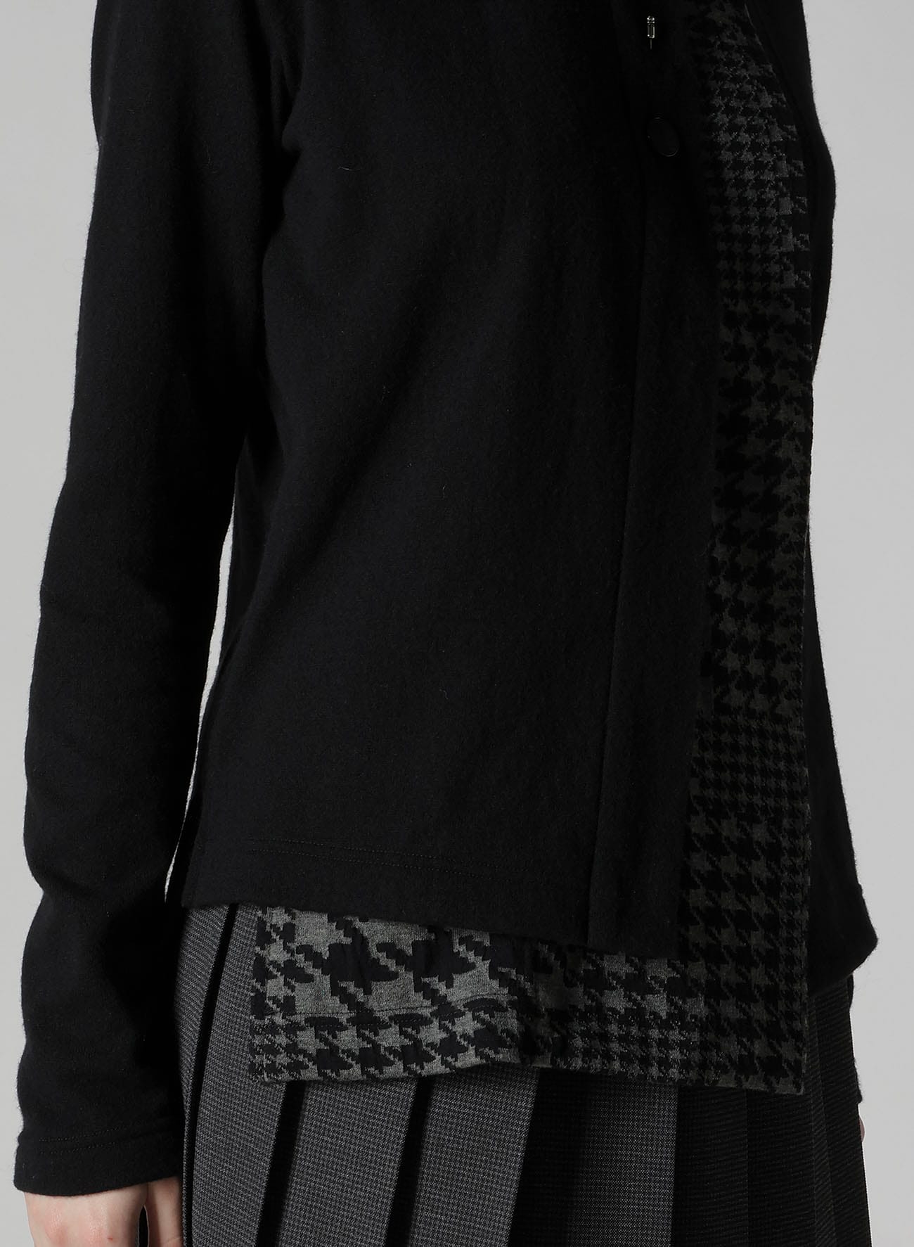 W/NY JERSEY UNBALANCED COLLAR CARDIGAN