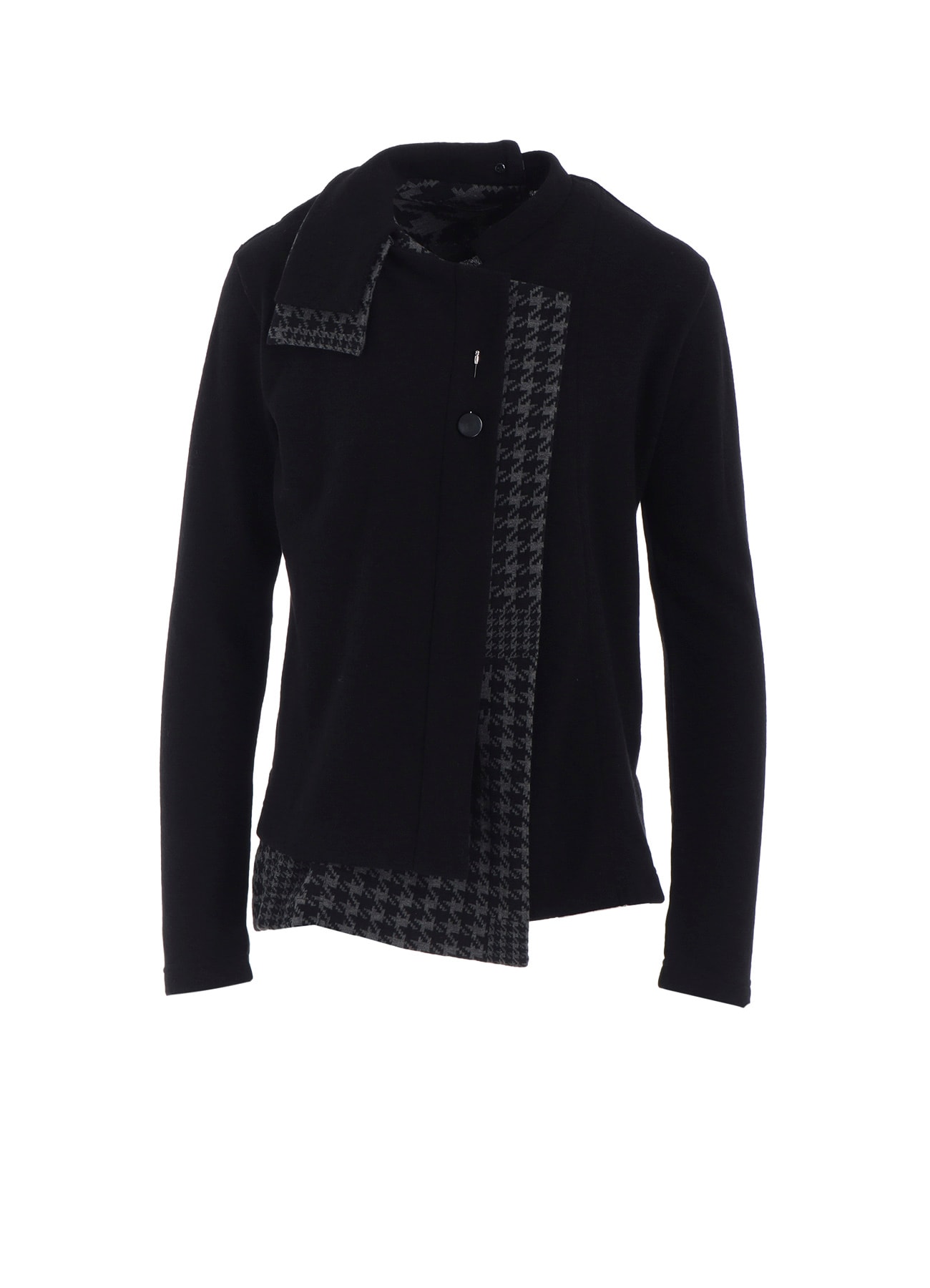 W/NY JERSEY UNBALANCED COLLAR CARDIGAN