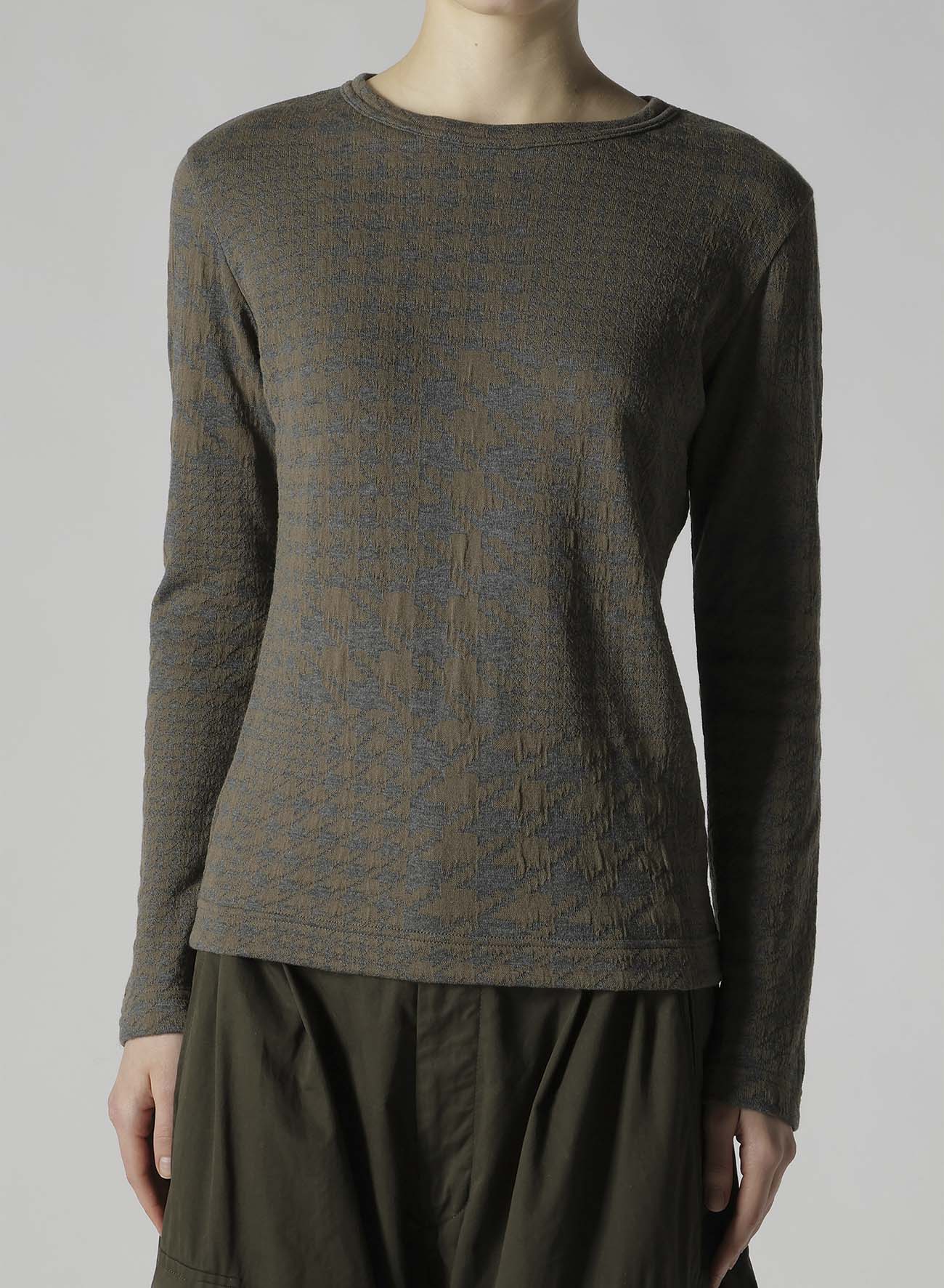 HOUNDSTOOTH UNBALANCED LONG SLEEVE T