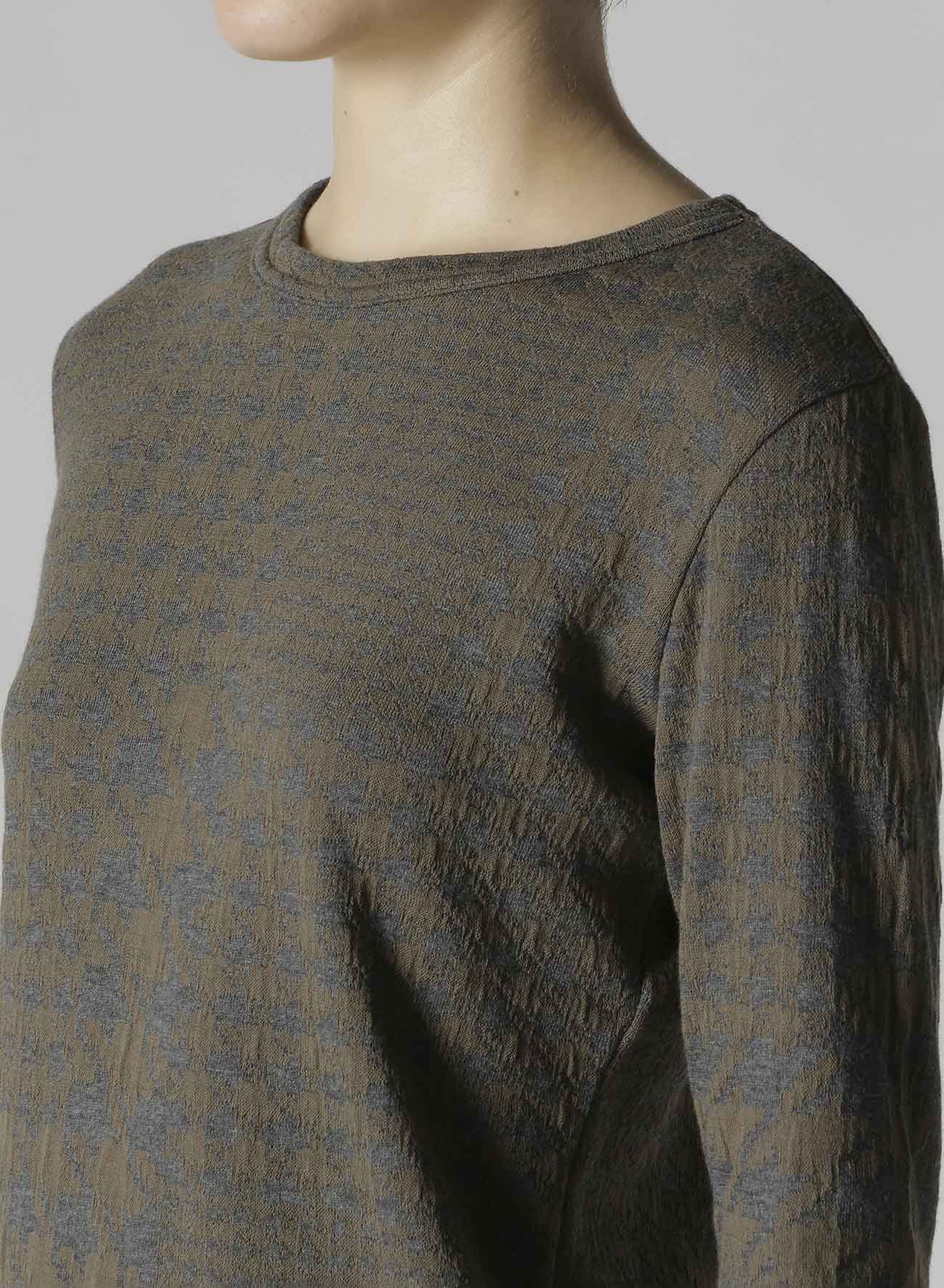HOUNDSTOOTH UNBALANCED LONG SLEEVE T