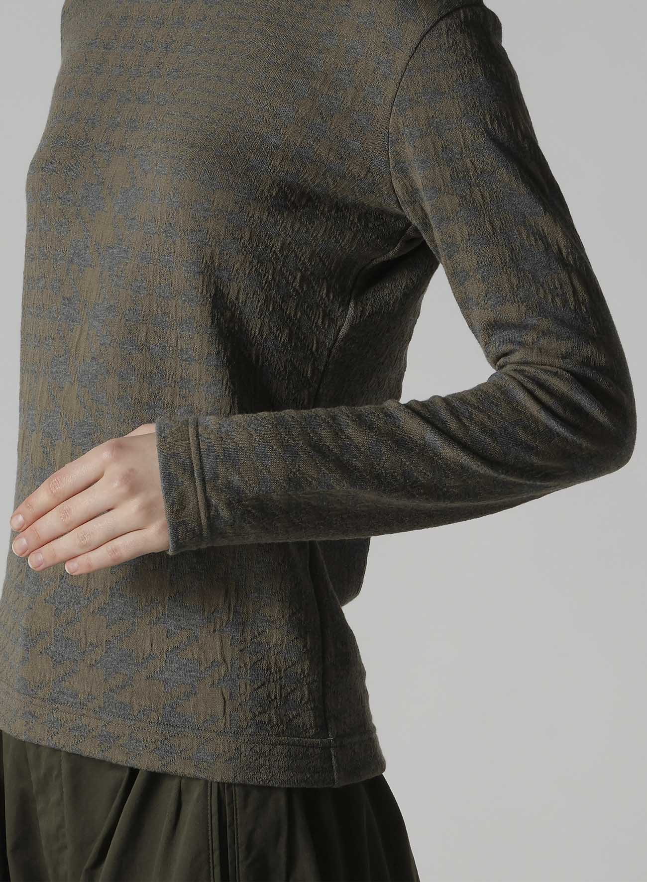 HOUNDSTOOTH UNBALANCED LONG SLEEVE T