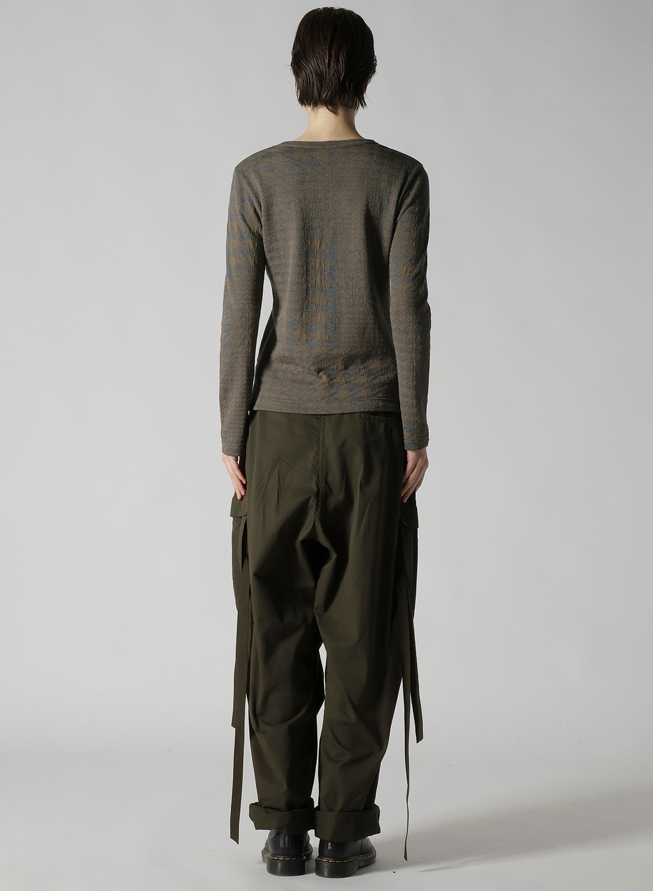 HOUNDSTOOTH UNBALANCED LONG SLEEVE T