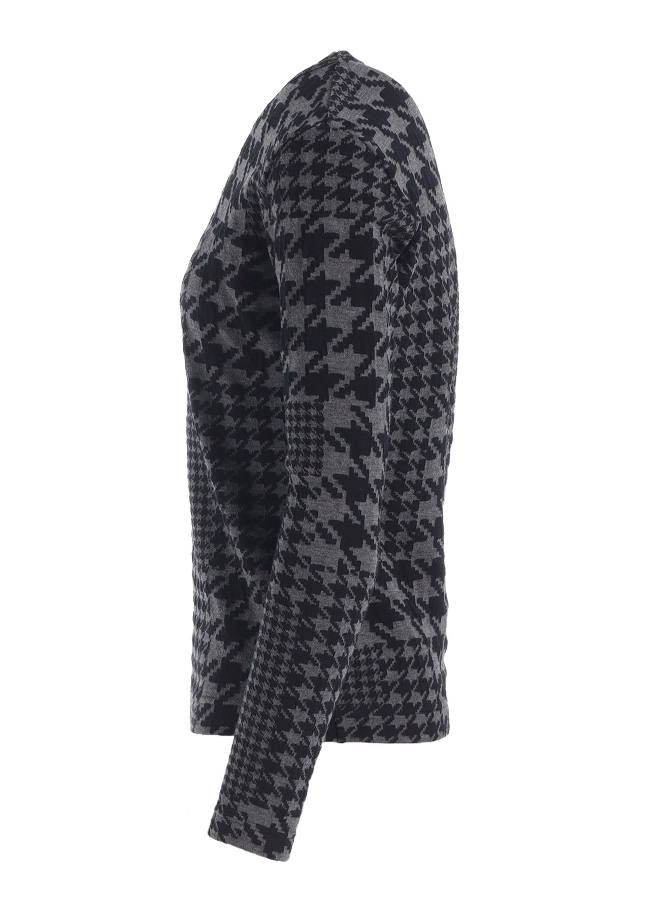 HOUNDSTOOTH UNBALANCED LONG SLEEVE T