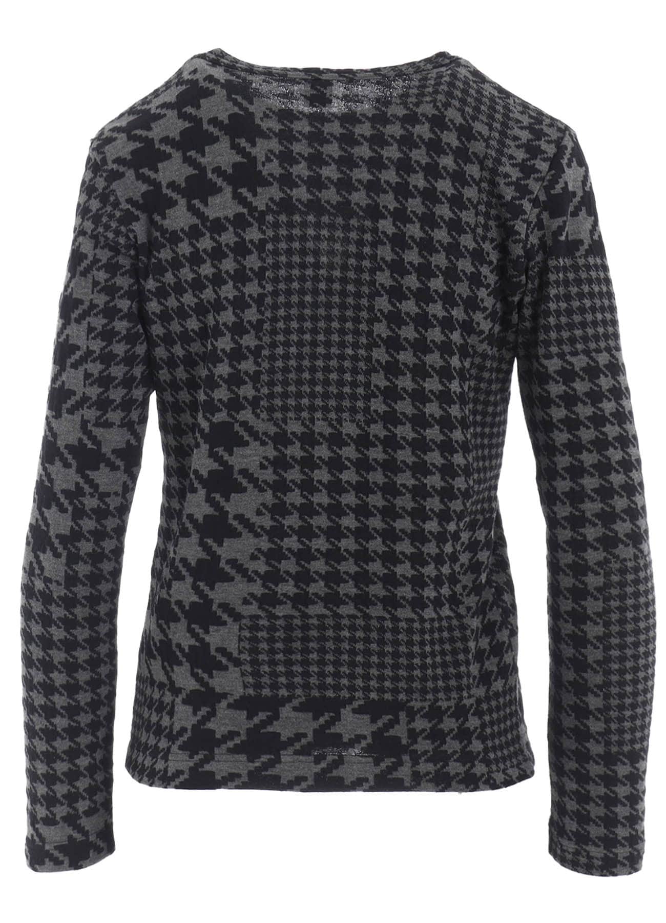 HOUNDSTOOTH UNBALANCED LONG SLEEVE T