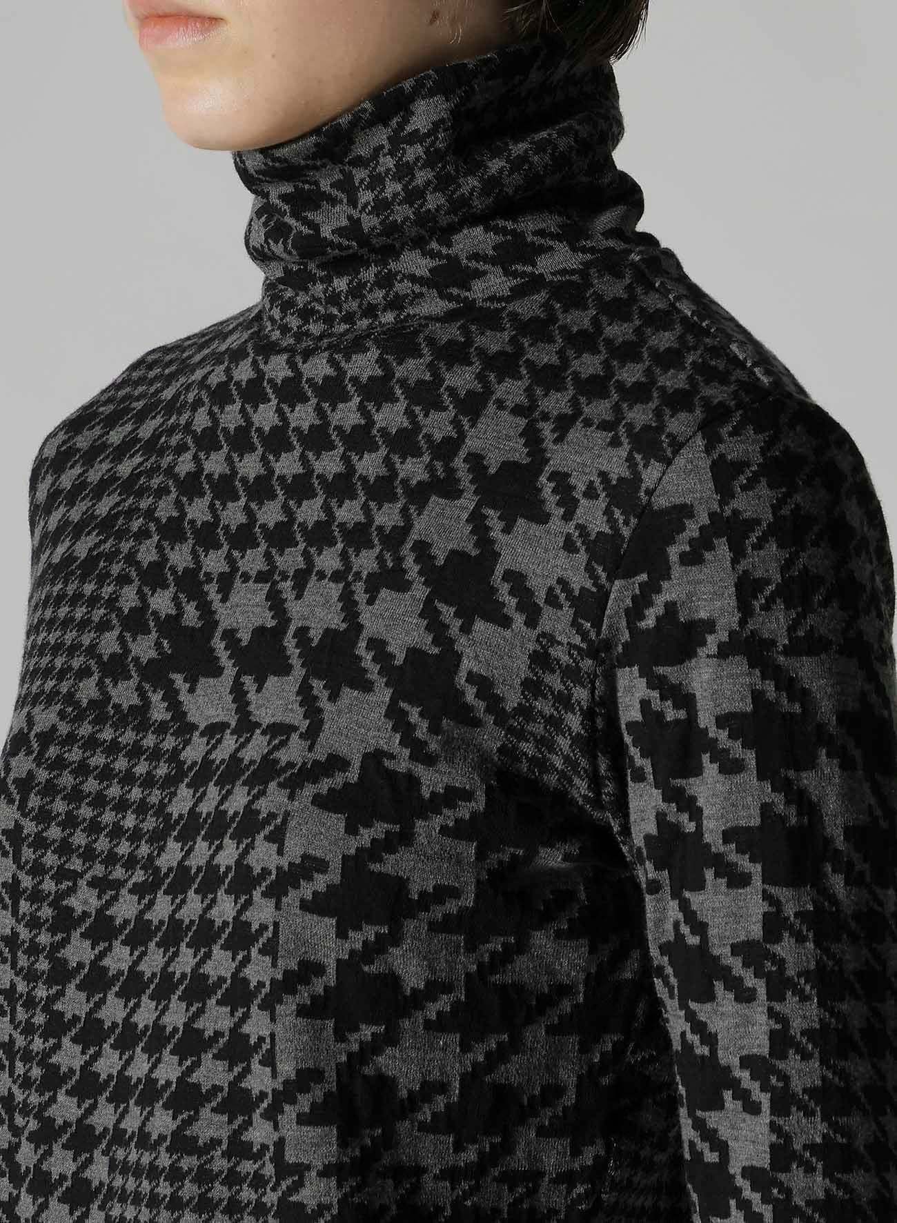 その他 yu0819 HOUNDSTOOTH UNBALANCED HIGH NECK LONG SLEEVE T(S Black): Y's