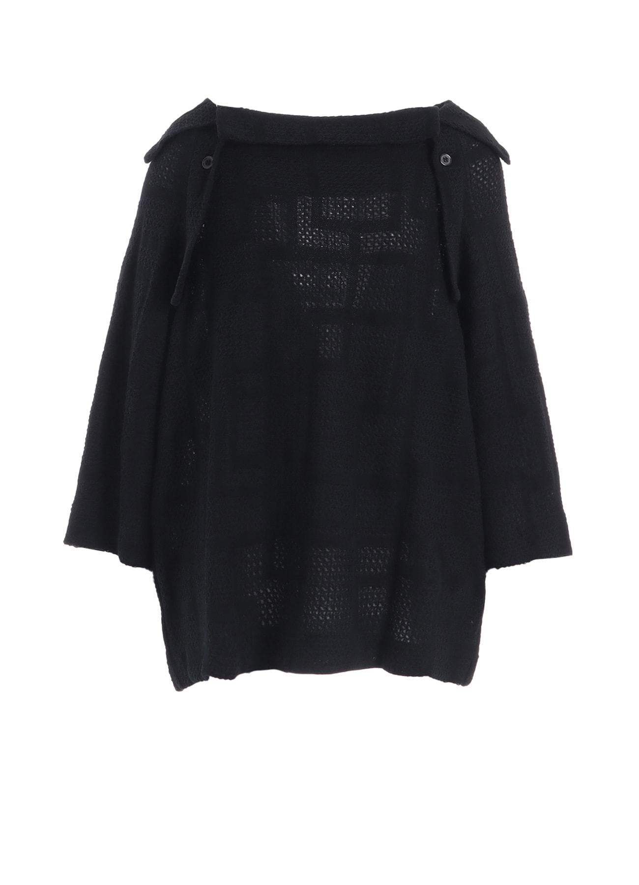 GEOMETRIC SHEER COLLARED RAGLAN PULLOVER
