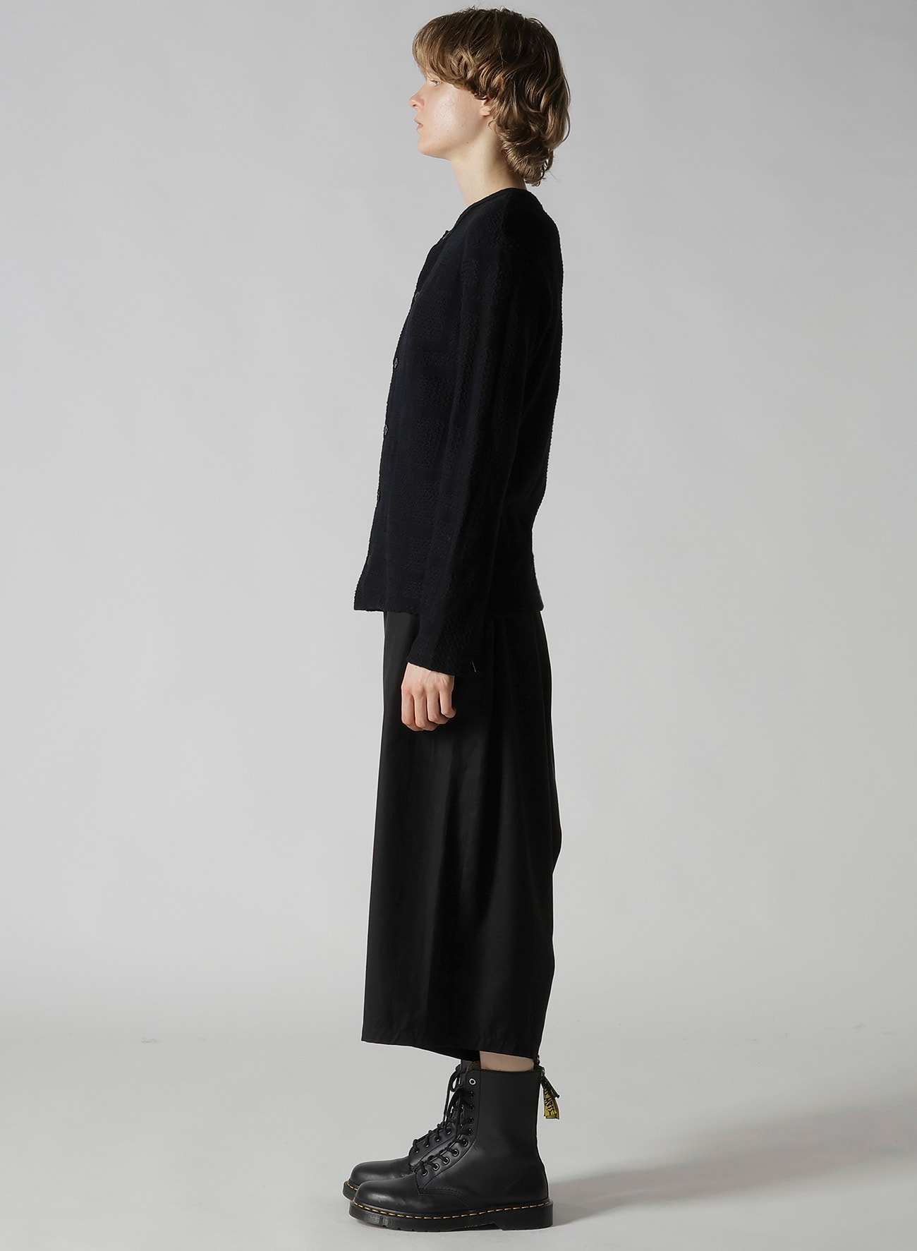 GEOMETRIC SHEER JQ ROUND NECK LONG CARDIGAN