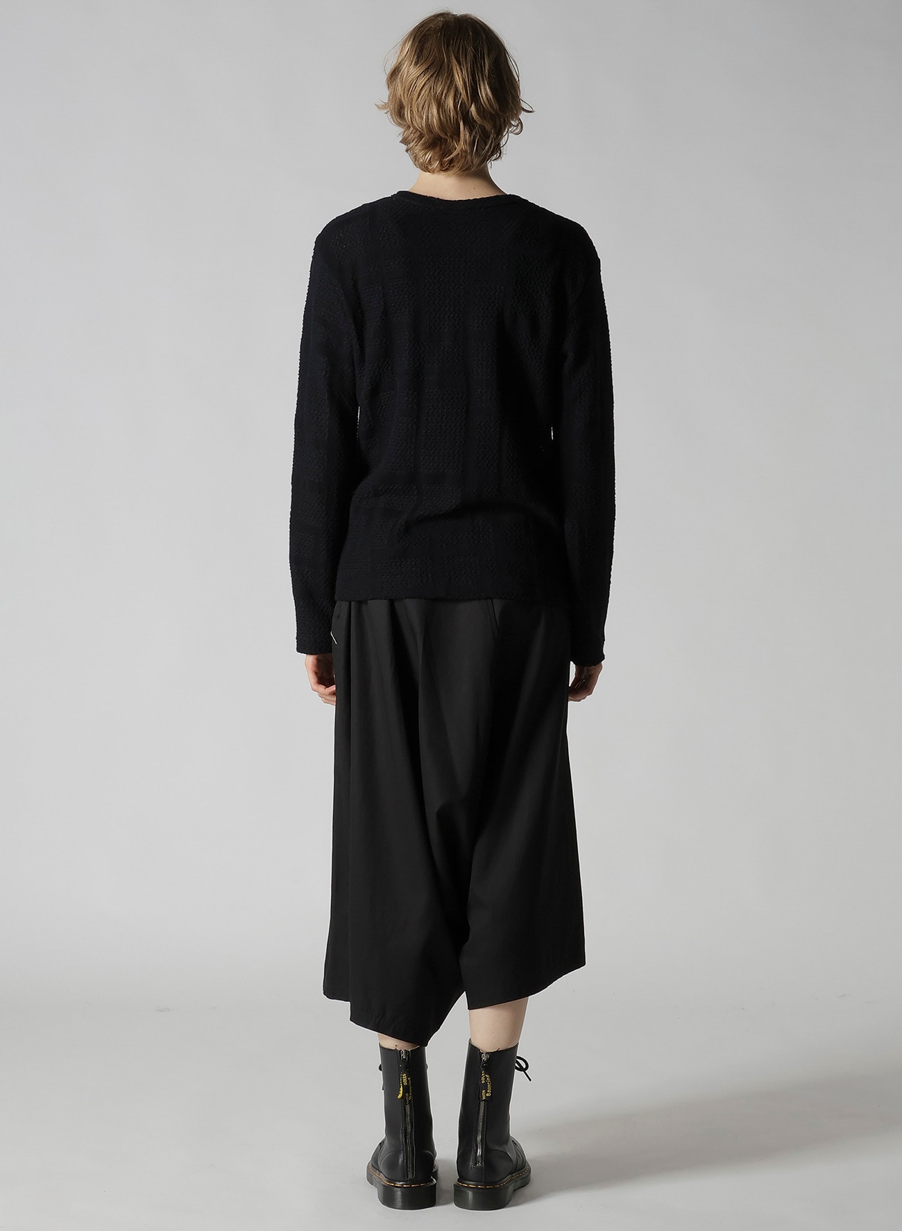 GEOMETRIC SHEER JQ ROUND NECK LONG CARDIGAN