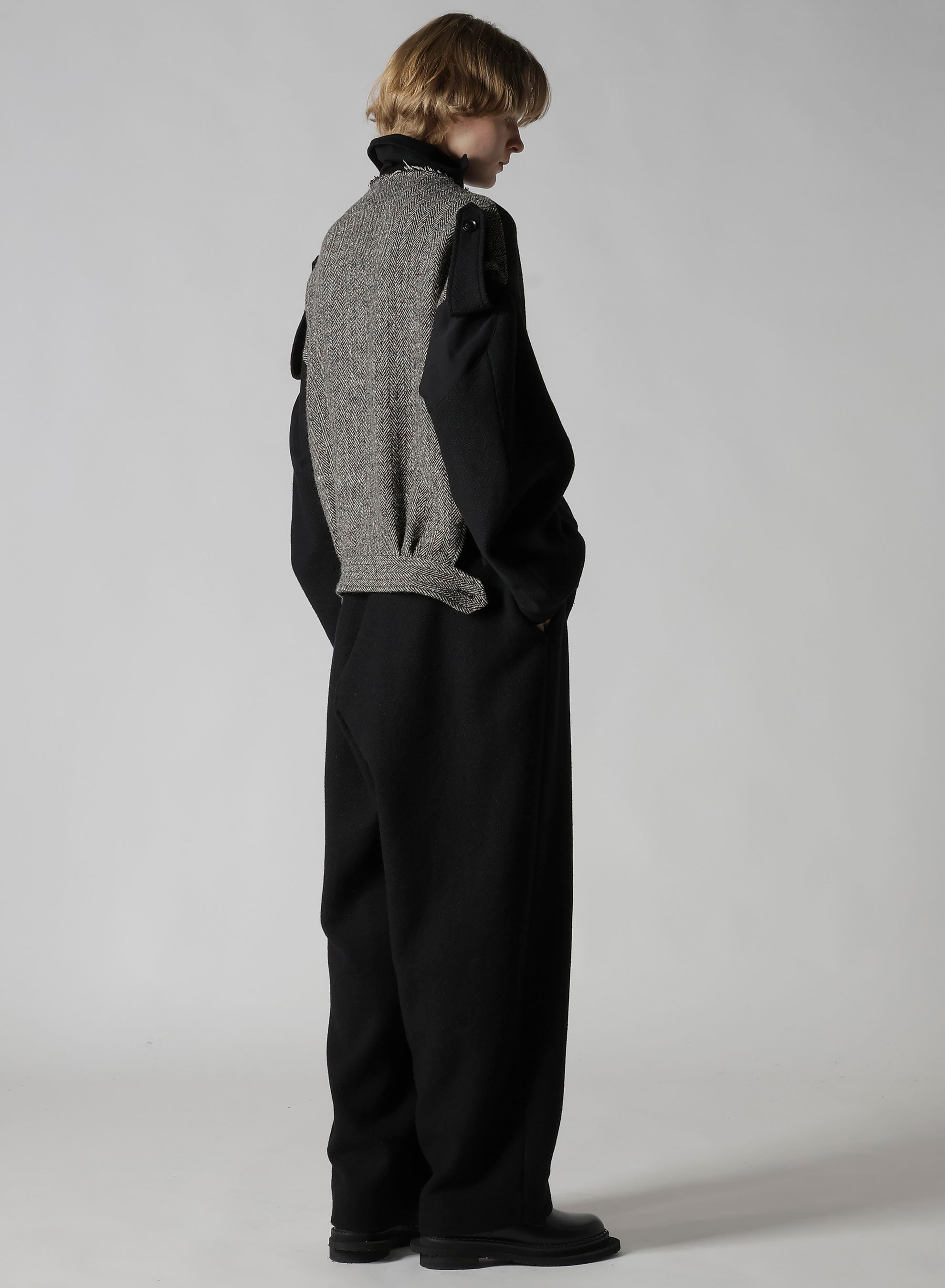 BIG HERRINGBONE COLLARLESS BLOUSON