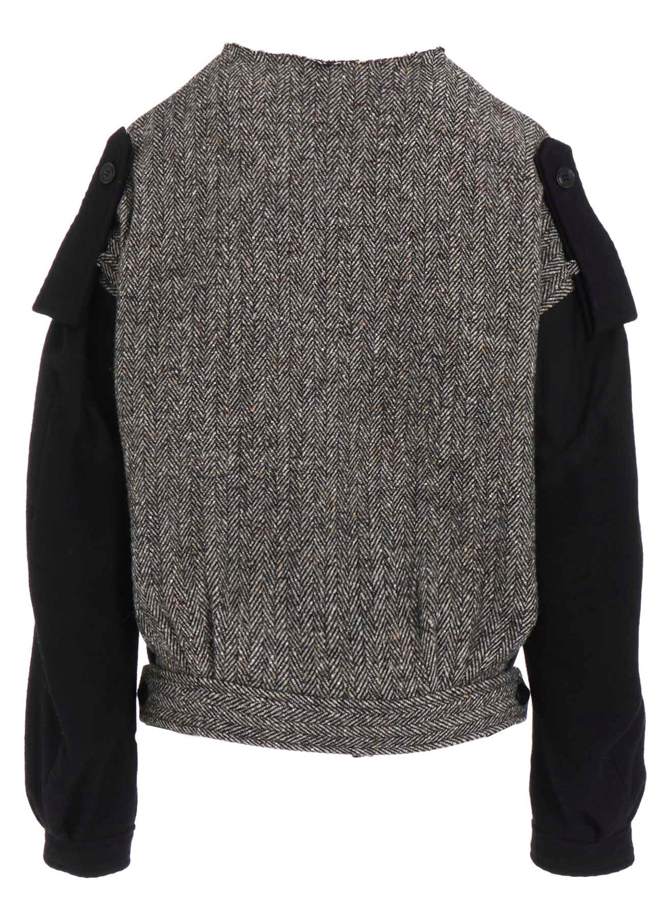 BIG HERRINGBONE COLLARLESS BLOUSON