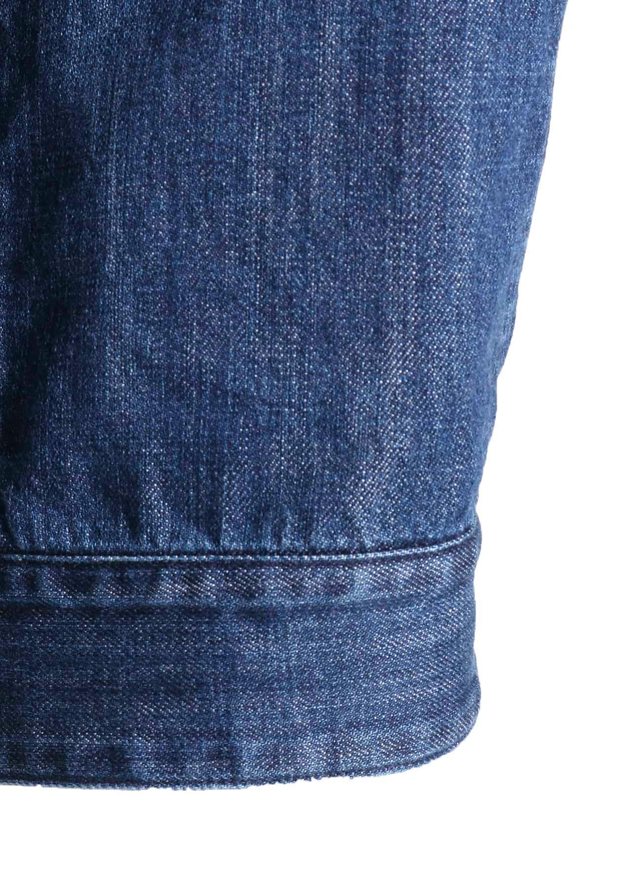 8OZ DENIM SLIT COLLART SHORT BLOUSE