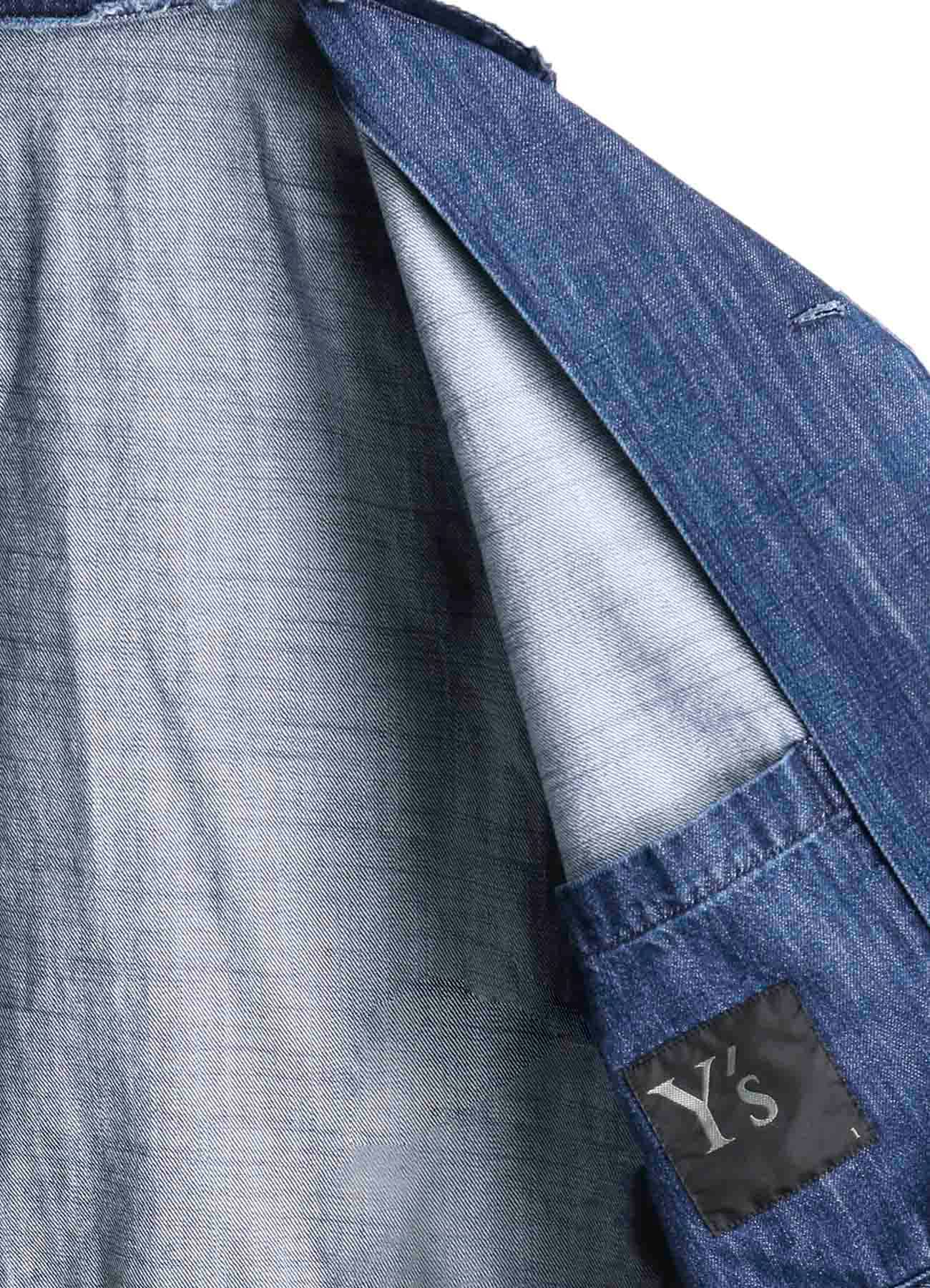 8OZ DENIM SLIT COLLART SHORT BLOUSE